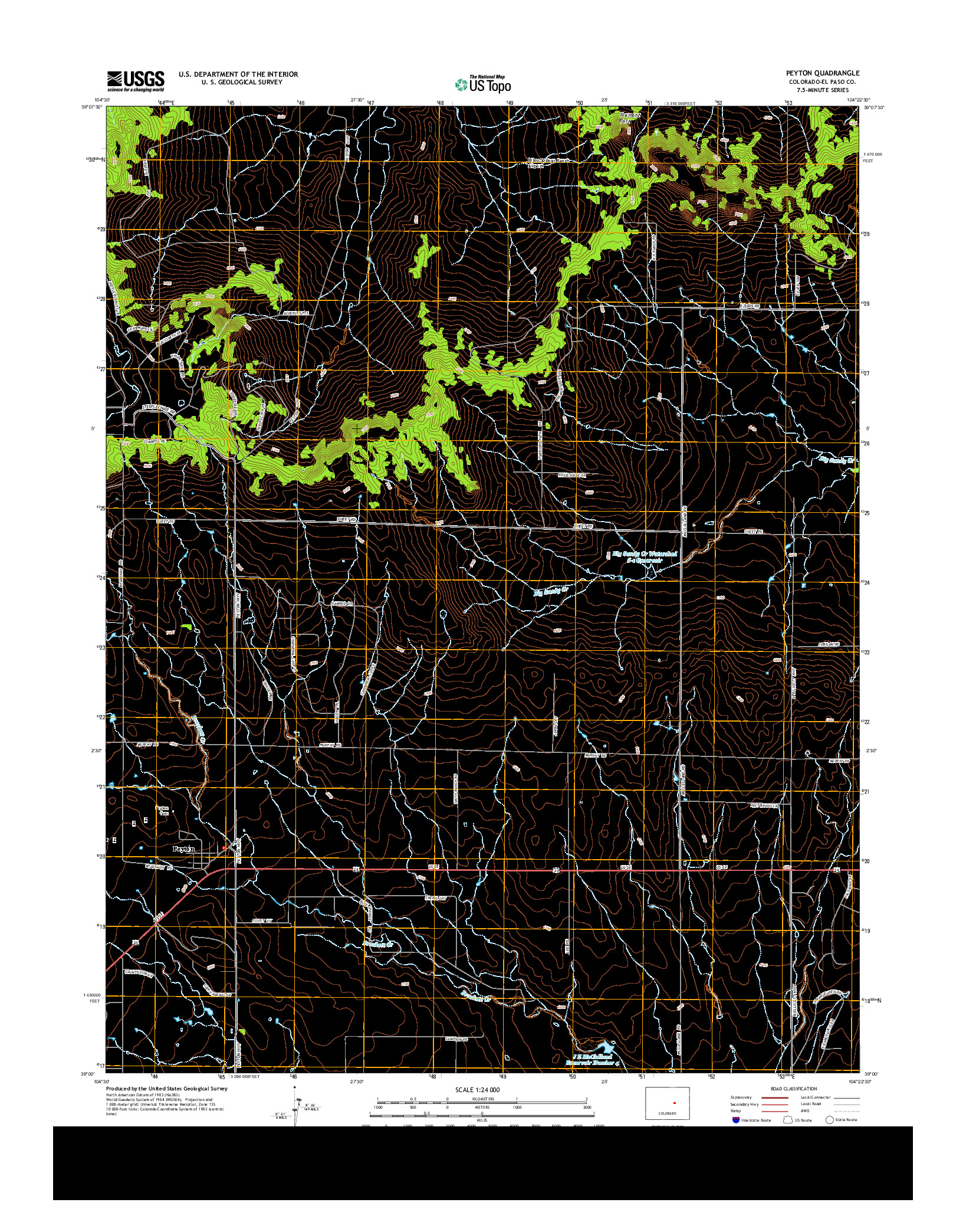 USGS US TOPO 7.5-MINUTE MAP FOR PEYTON, CO 2013