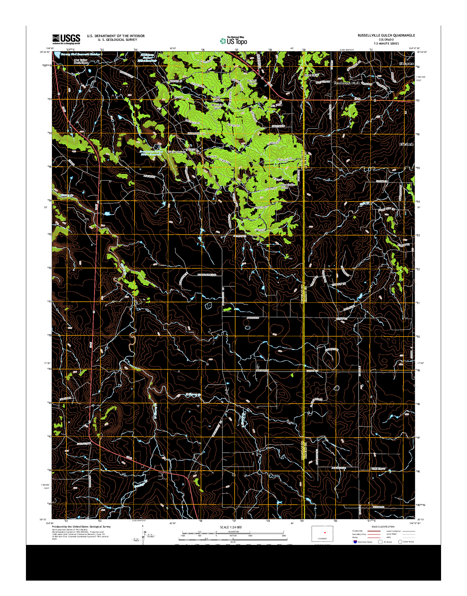 USGS US TOPO 7.5-MINUTE MAP FOR RUSSELLVILLE GULCH, CO 2013