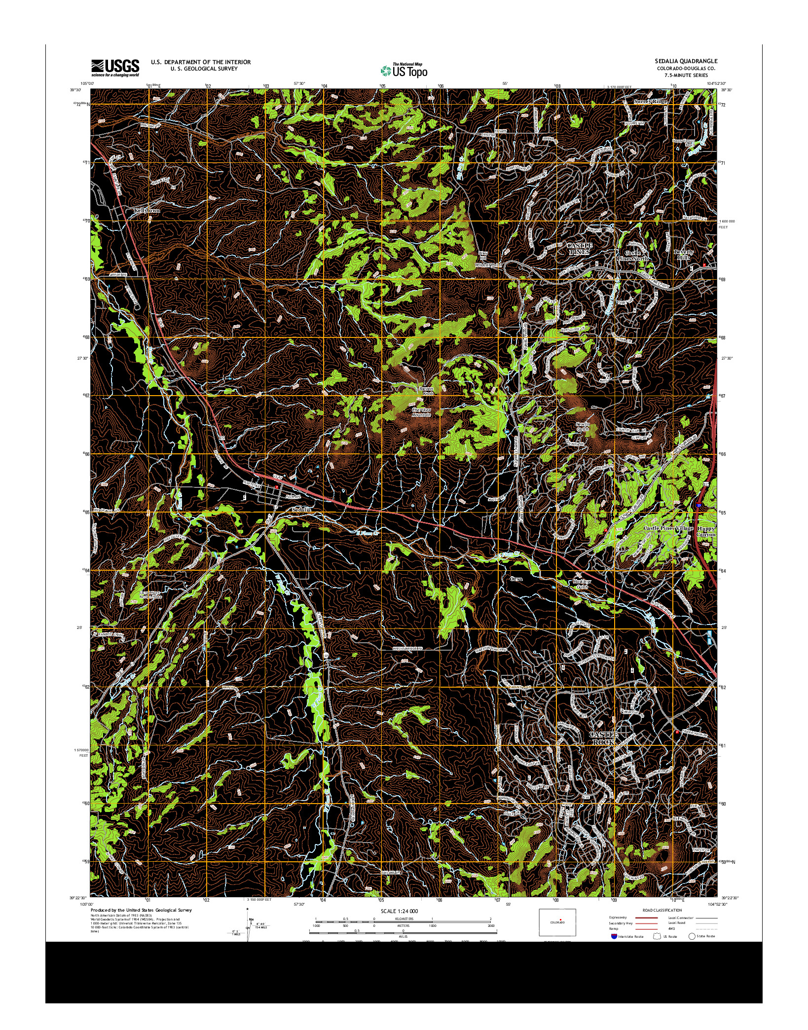USGS US TOPO 7.5-MINUTE MAP FOR SEDALIA, CO 2013