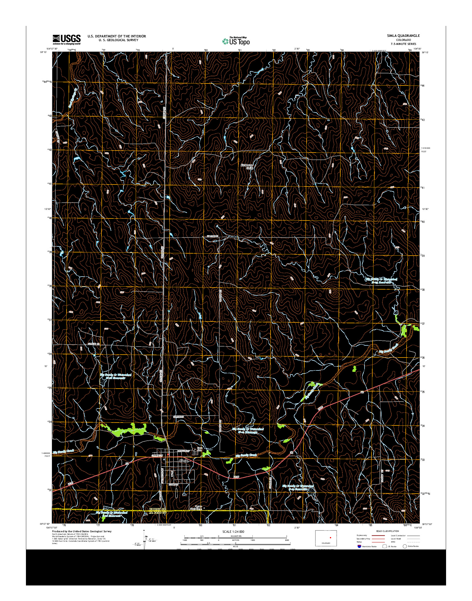 USGS US TOPO 7.5-MINUTE MAP FOR SIMLA, CO 2013