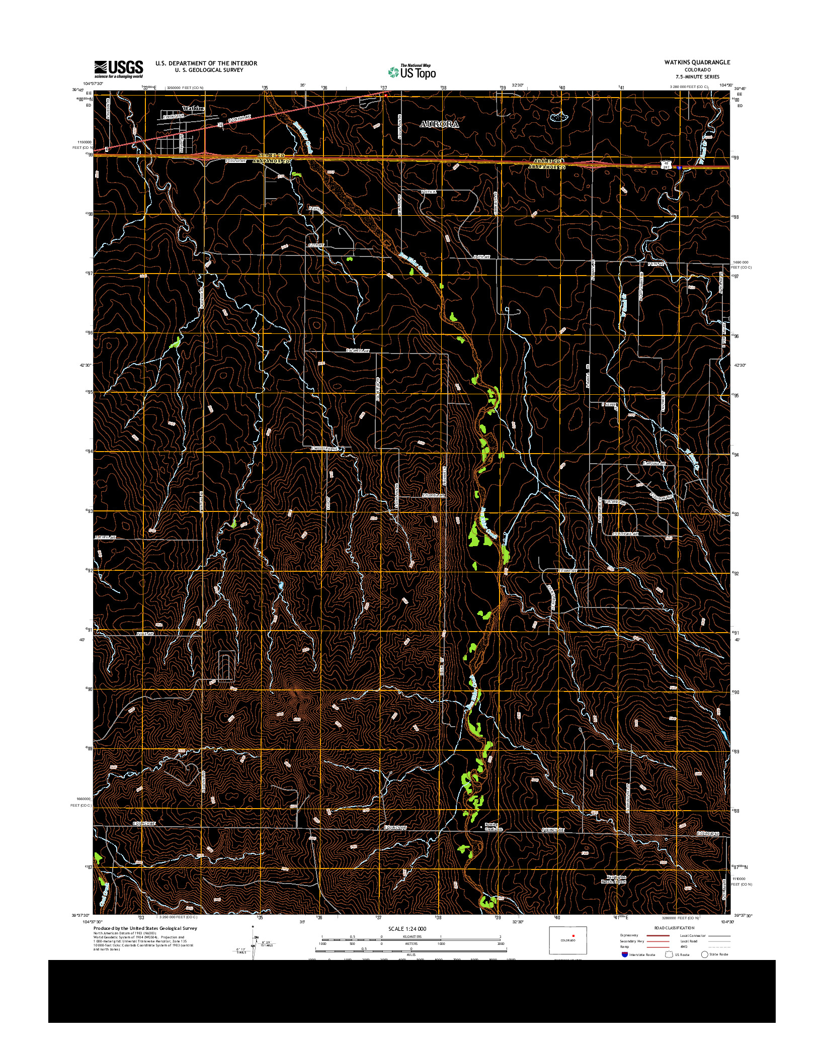 USGS US TOPO 7.5-MINUTE MAP FOR WATKINS, CO 2013