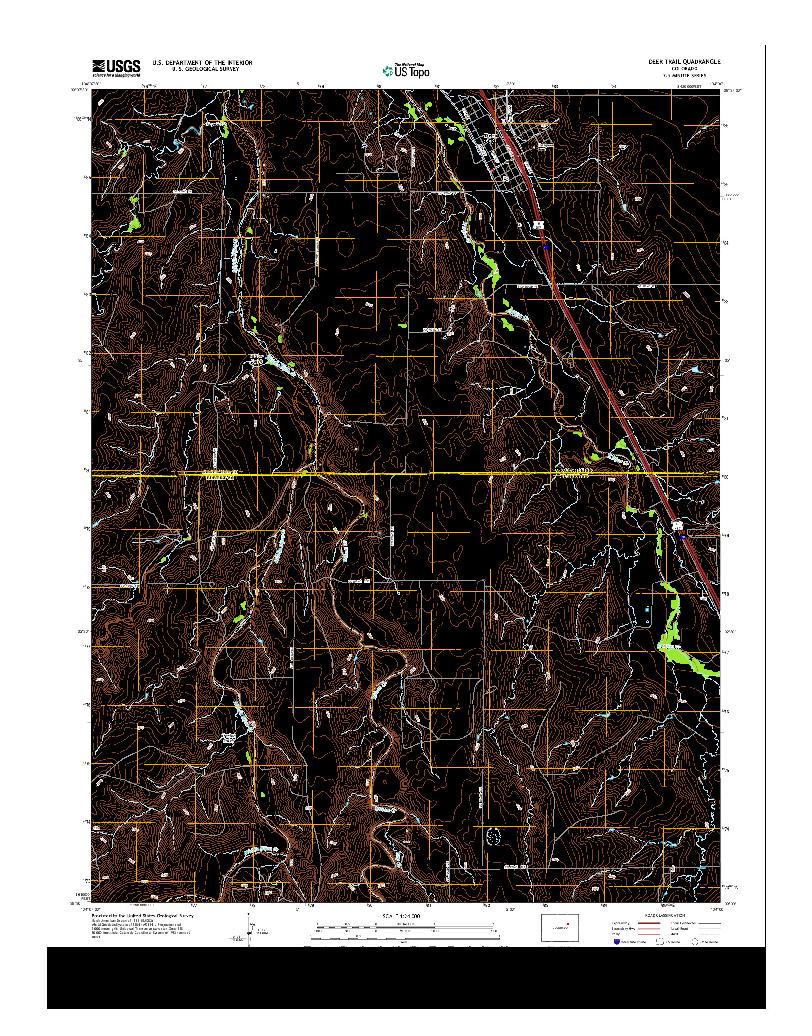 USGS US TOPO 7.5-MINUTE MAP FOR DEER TRAIL, CO 2013