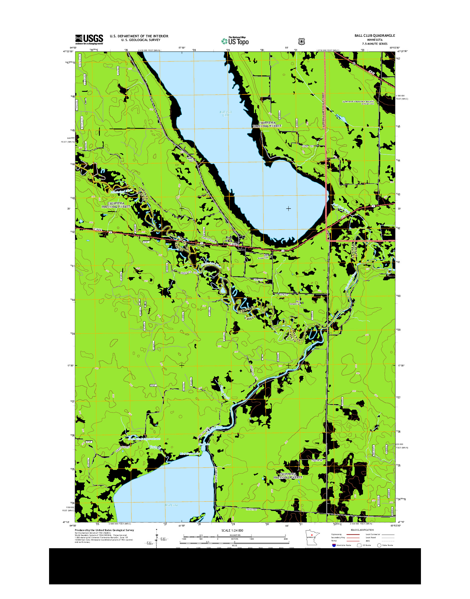USGS US TOPO 7.5-MINUTE MAP FOR BALL CLUB, MN 2013