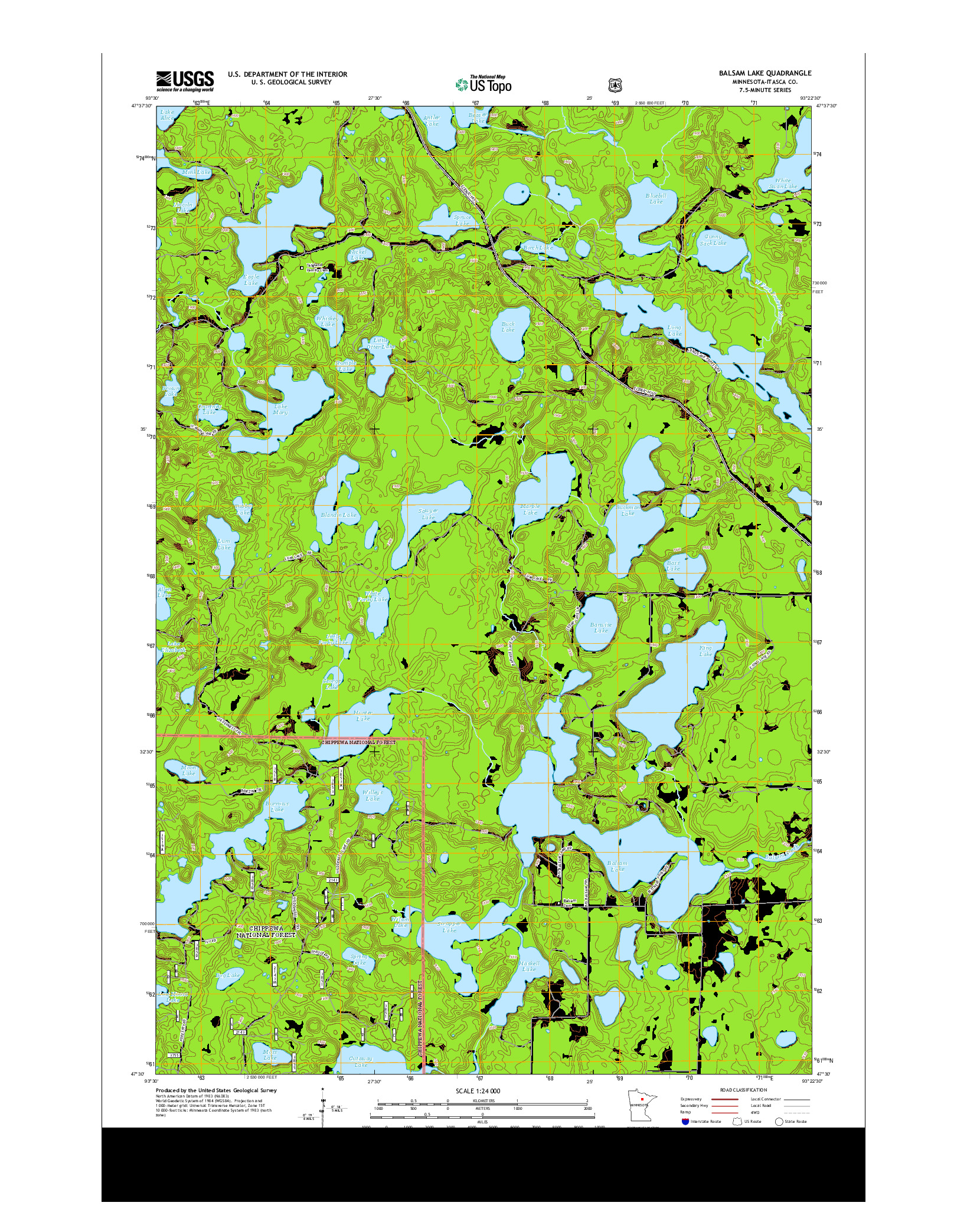 USGS US TOPO 7.5-MINUTE MAP FOR BALSAM LAKE, MN 2013