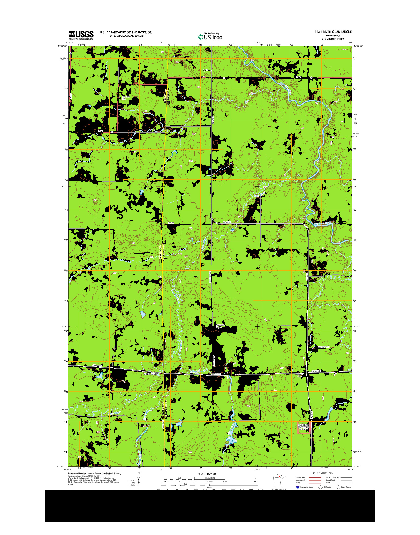 USGS US TOPO 7.5-MINUTE MAP FOR BEAR RIVER, MN 2013