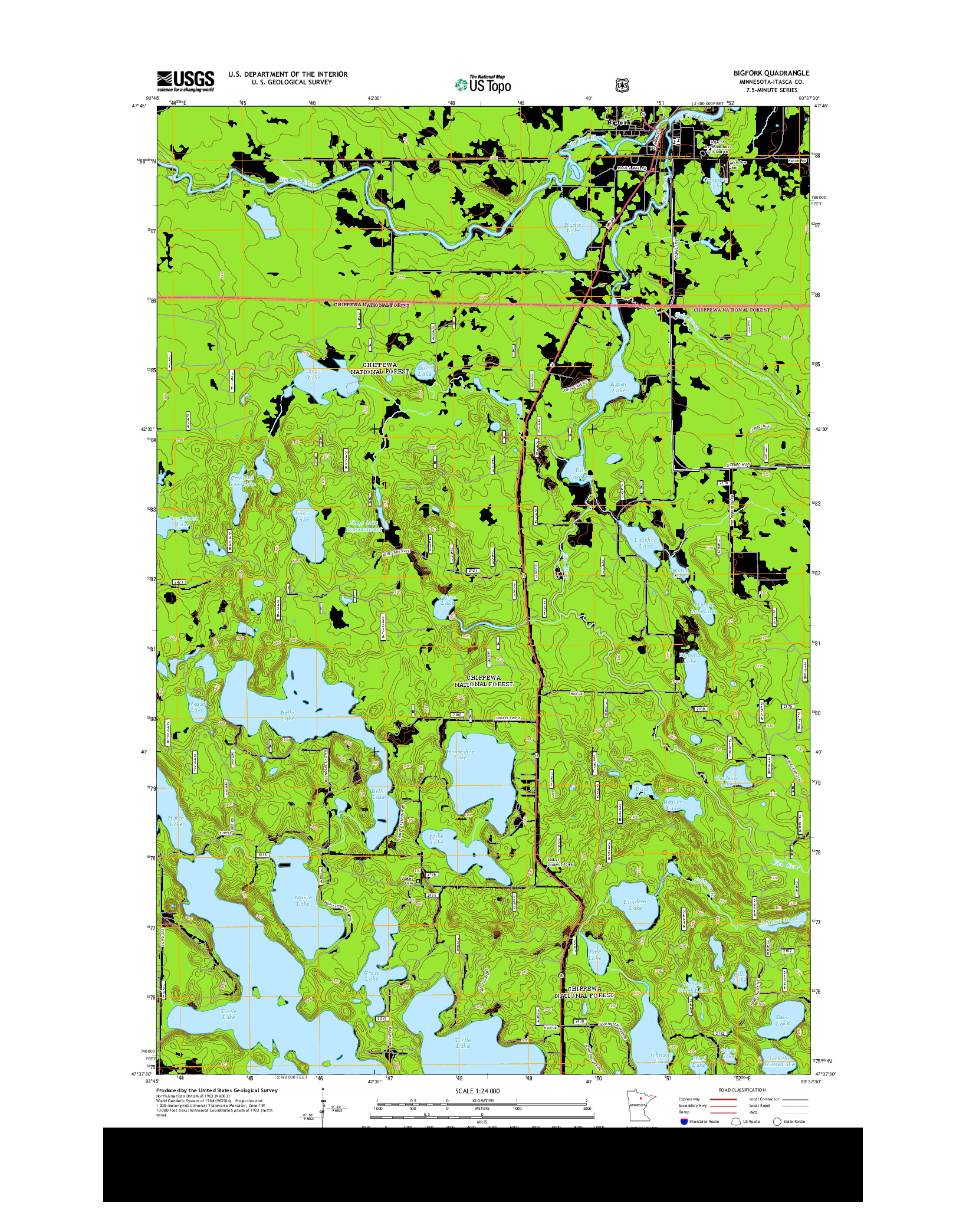 USGS US TOPO 7.5-MINUTE MAP FOR BIGFORK, MN 2013