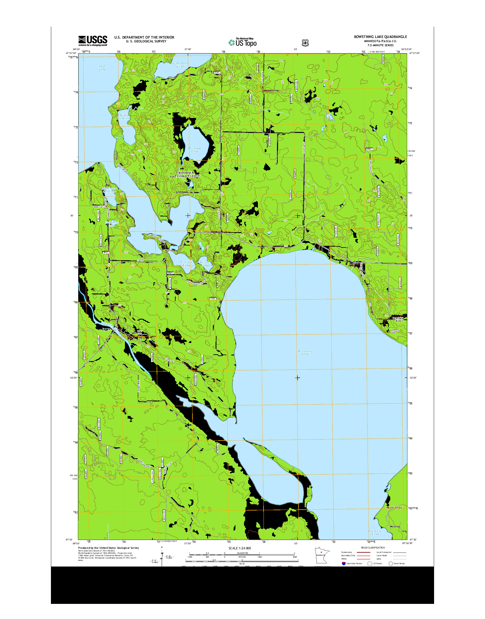 USGS US TOPO 7.5-MINUTE MAP FOR BOWSTRING LAKE, MN 2013