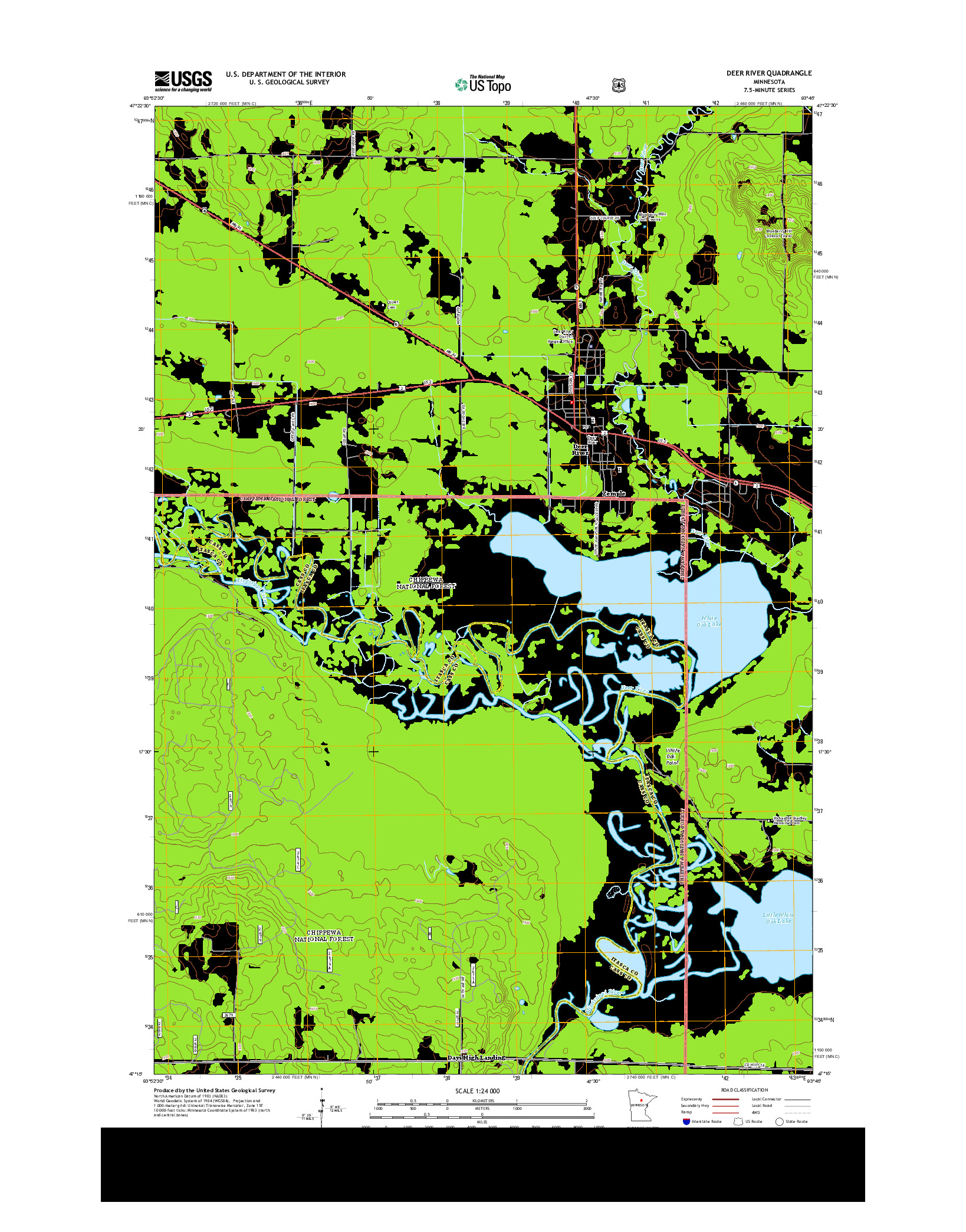 USGS US TOPO 7.5-MINUTE MAP FOR DEER RIVER, MN 2013