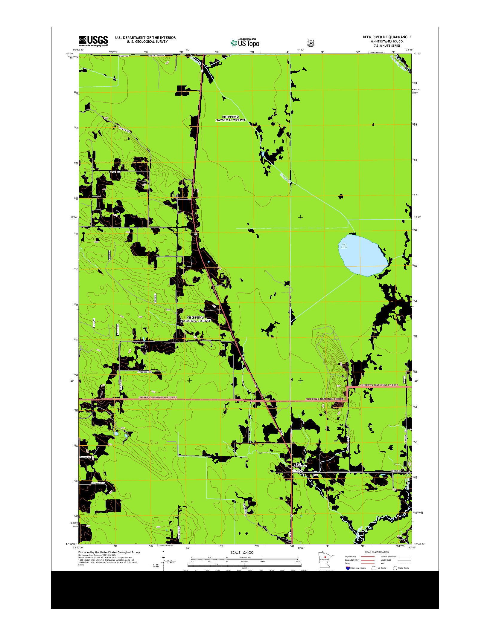 USGS US TOPO 7.5-MINUTE MAP FOR DEER RIVER NE, MN 2013