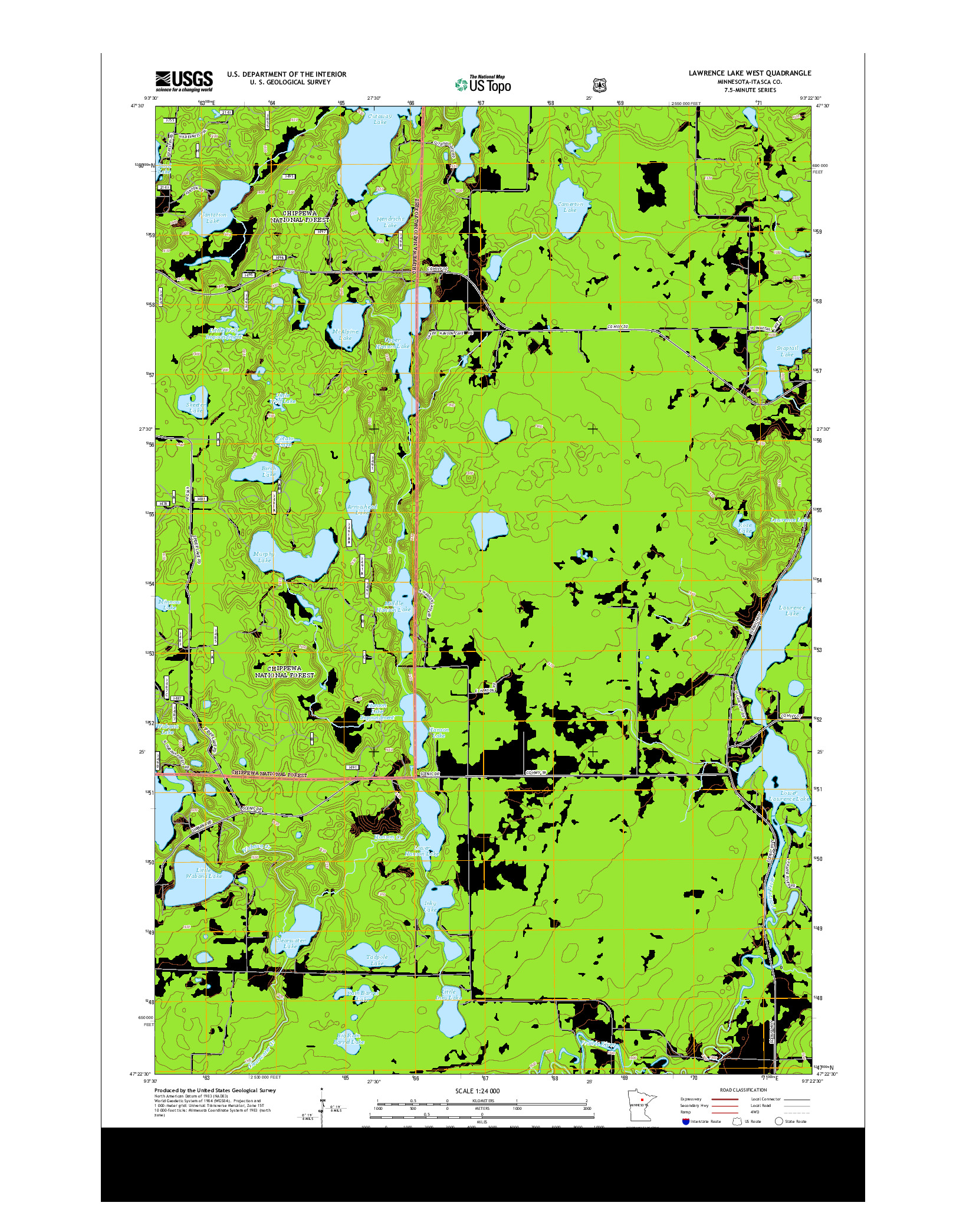 USGS US TOPO 7.5-MINUTE MAP FOR LAWRENCE LAKE WEST, MN 2013