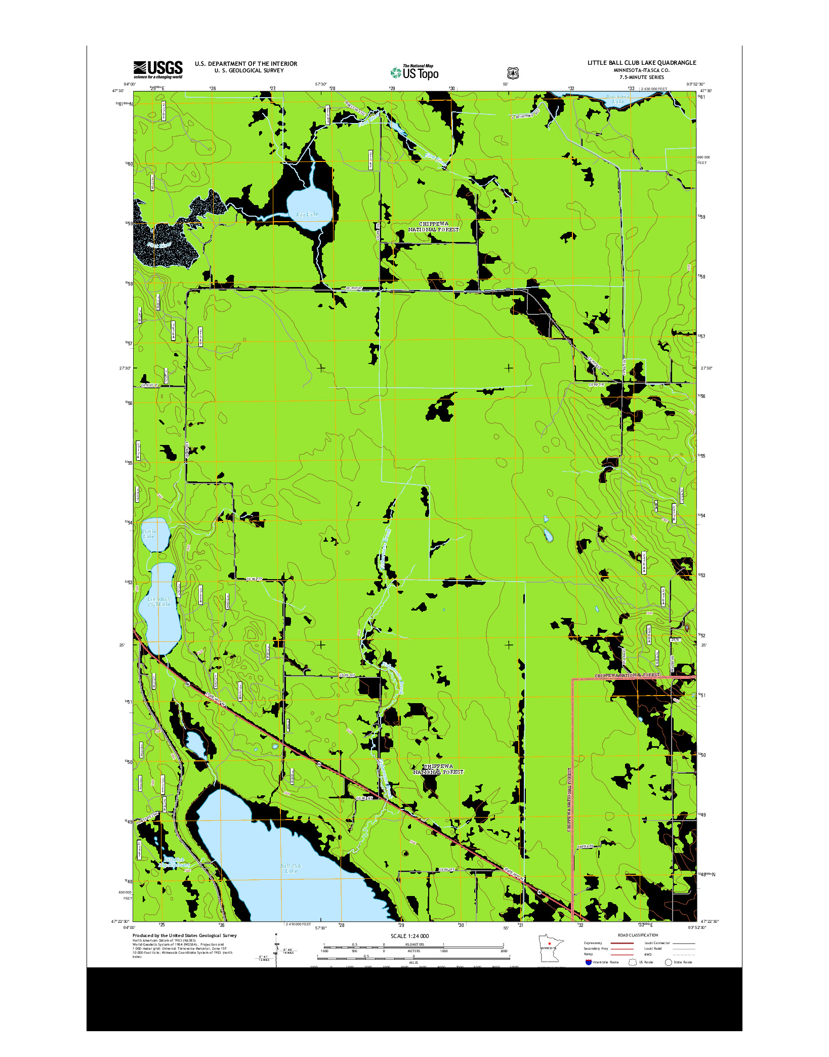 USGS US TOPO 7.5-MINUTE MAP FOR LITTLE BALL CLUB LAKE, MN 2013