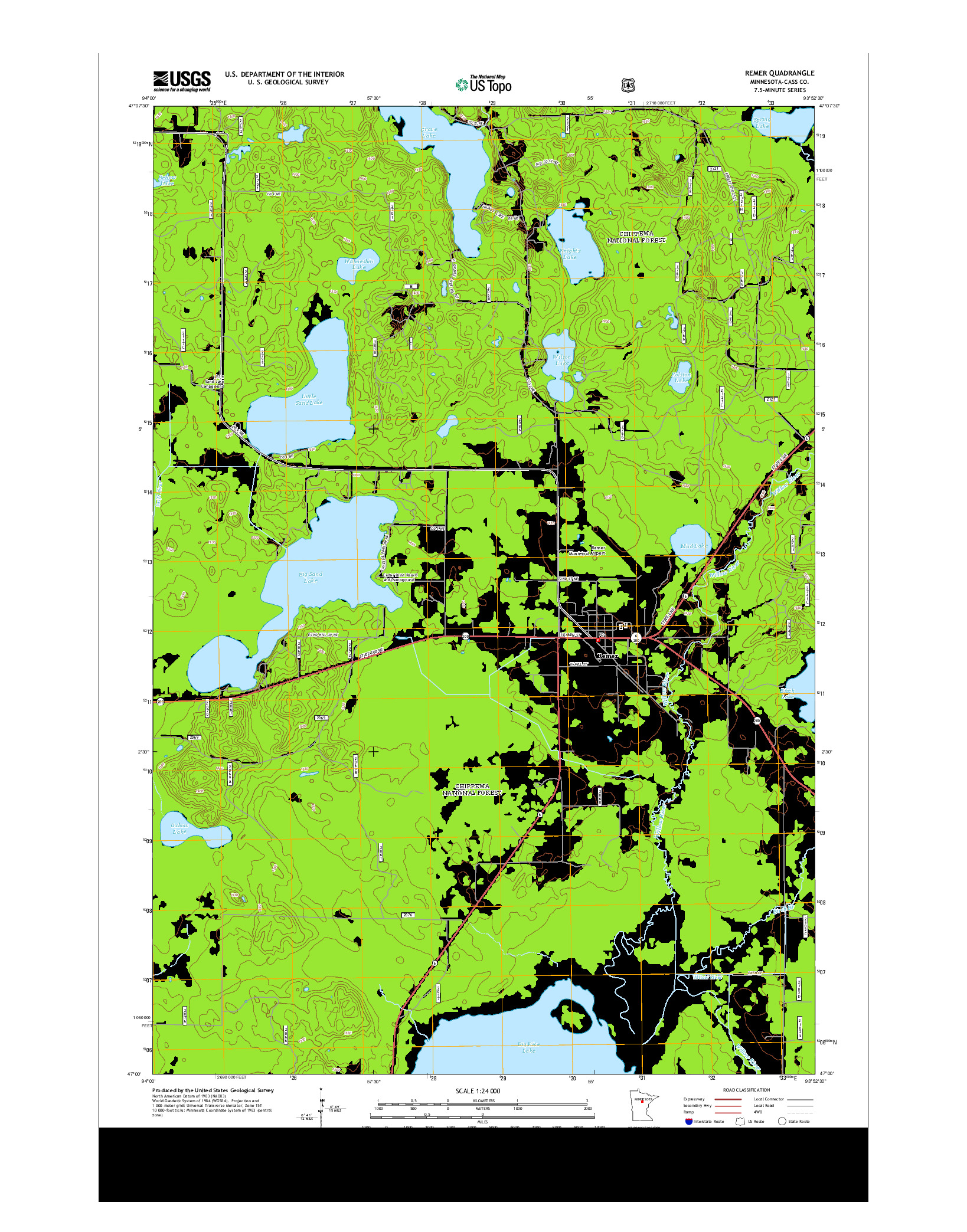 USGS US TOPO 7.5-MINUTE MAP FOR REMER, MN 2013