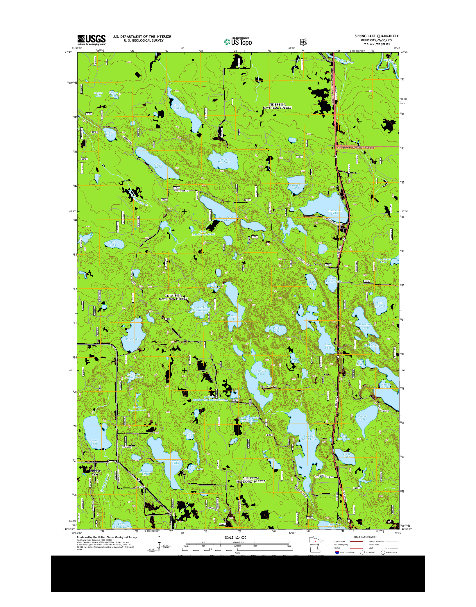USGS US TOPO 7.5-MINUTE MAP FOR SPRING LAKE, MN 2013