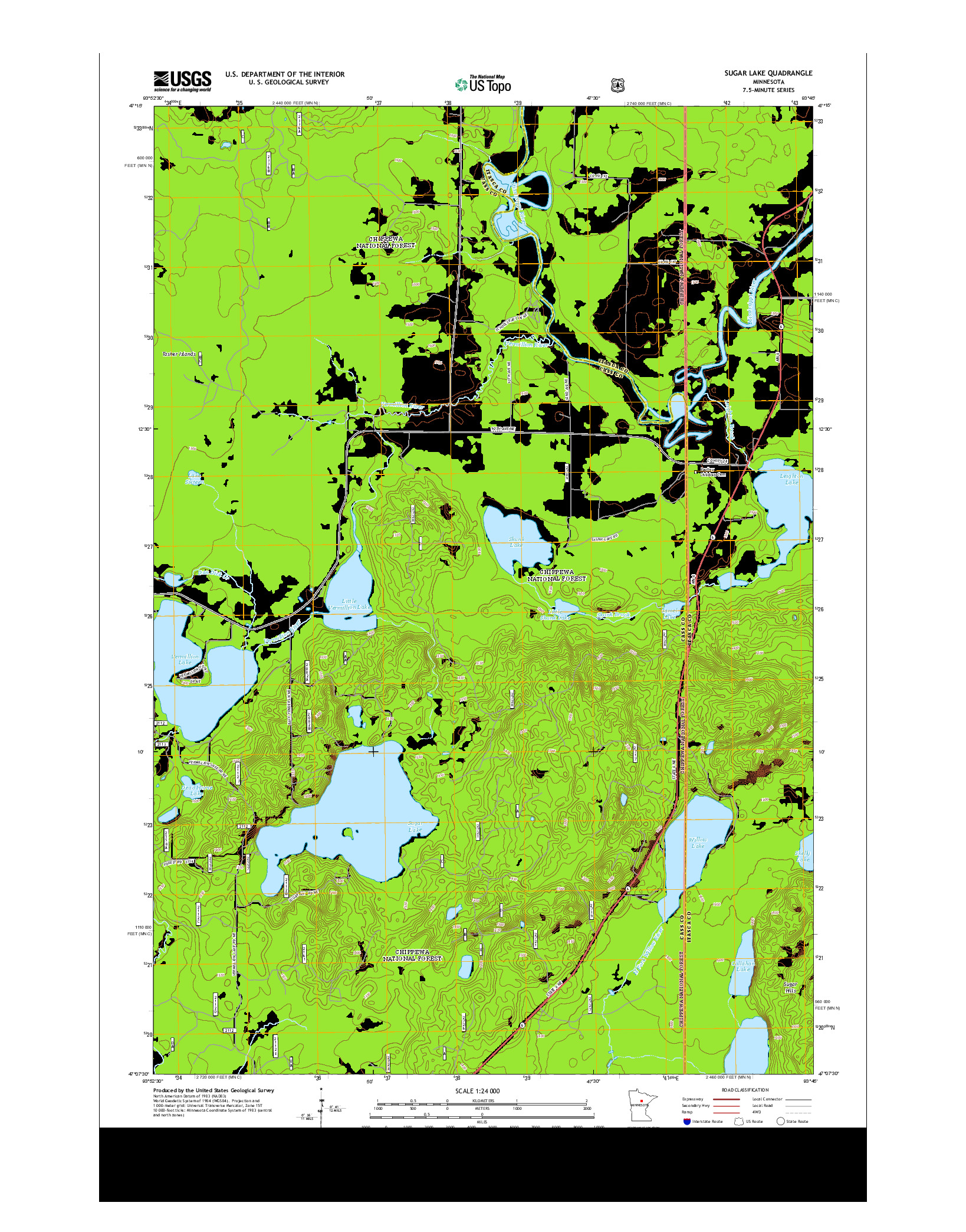USGS US TOPO 7.5-MINUTE MAP FOR SUGAR LAKE, MN 2013