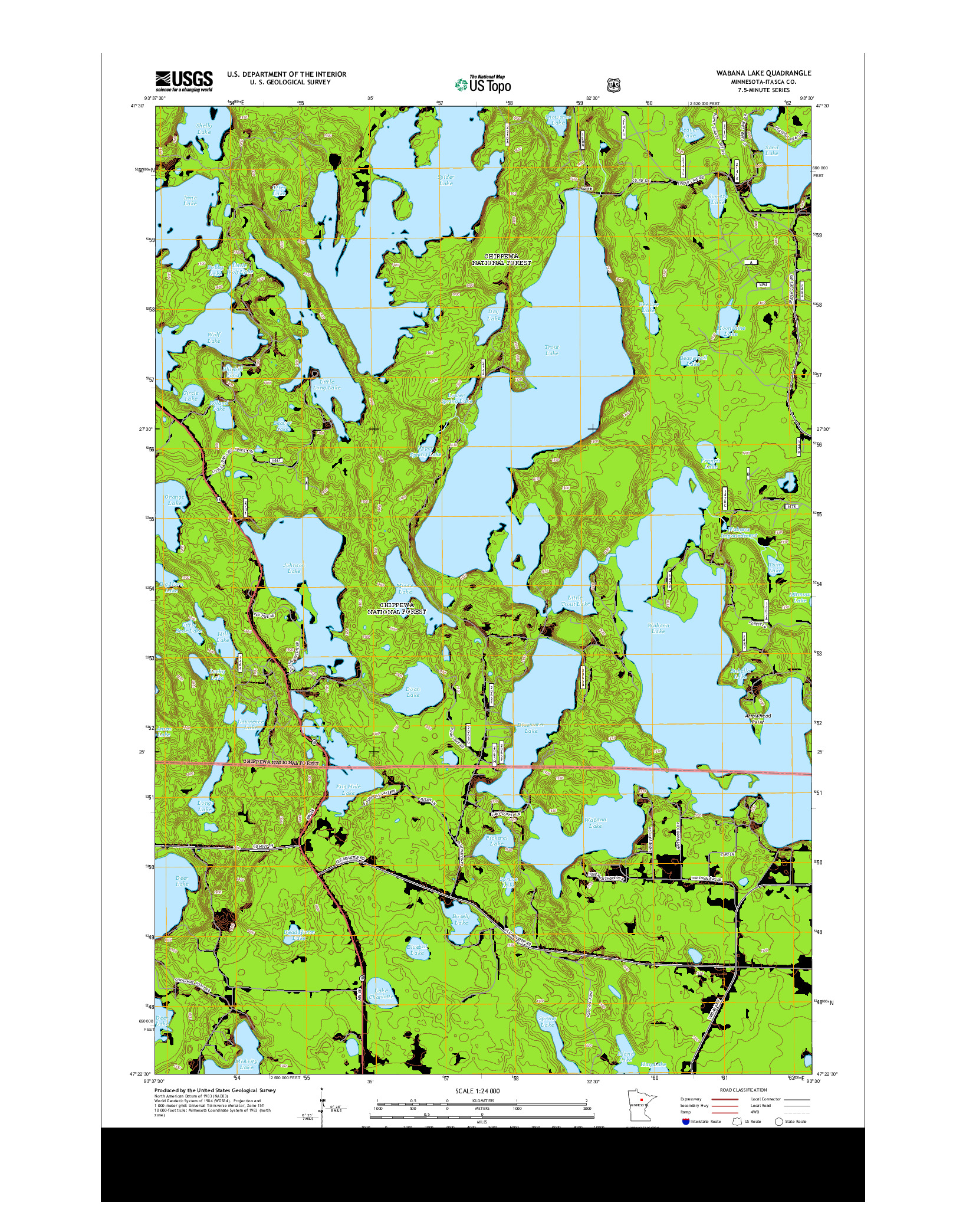 USGS US TOPO 7.5-MINUTE MAP FOR WABANA LAKE, MN 2013