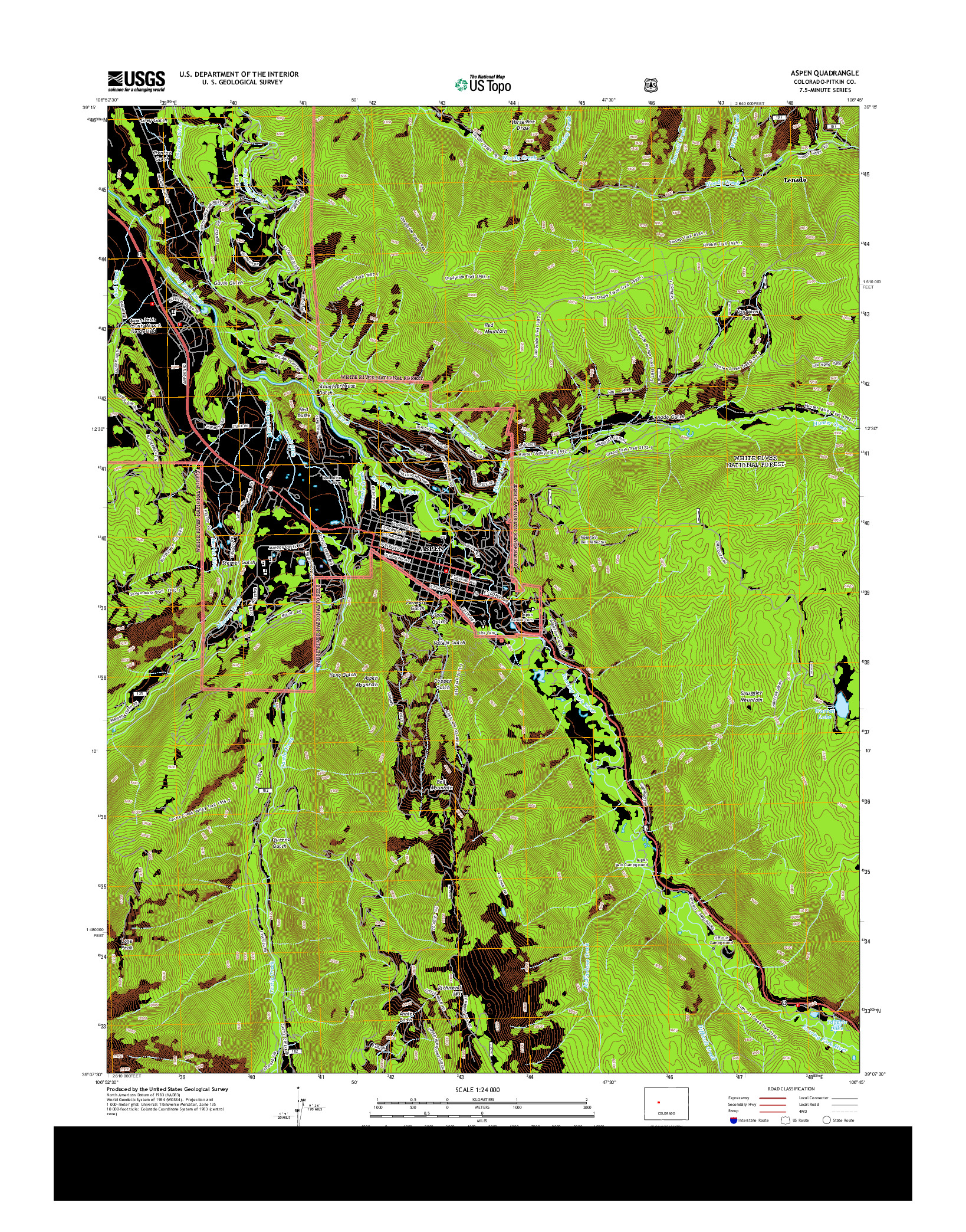 USGS US TOPO 7.5-MINUTE MAP FOR ASPEN, CO 2013