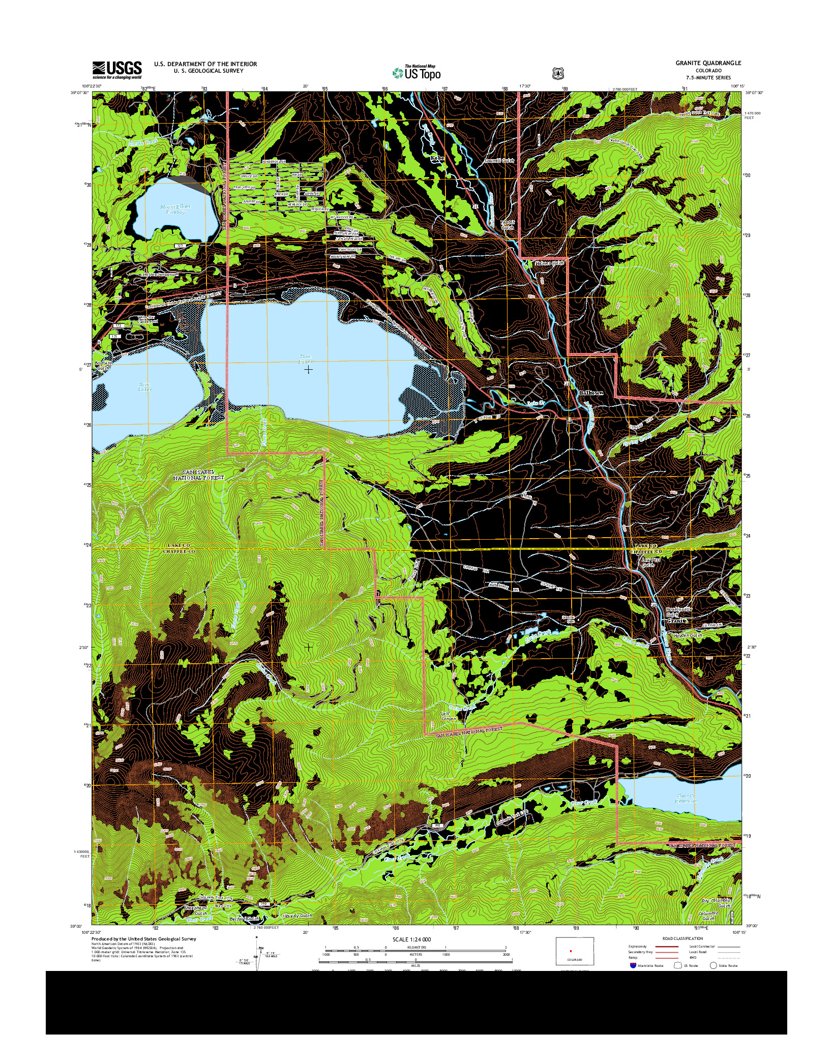 USGS US TOPO 7.5-MINUTE MAP FOR GRANITE, CO 2013