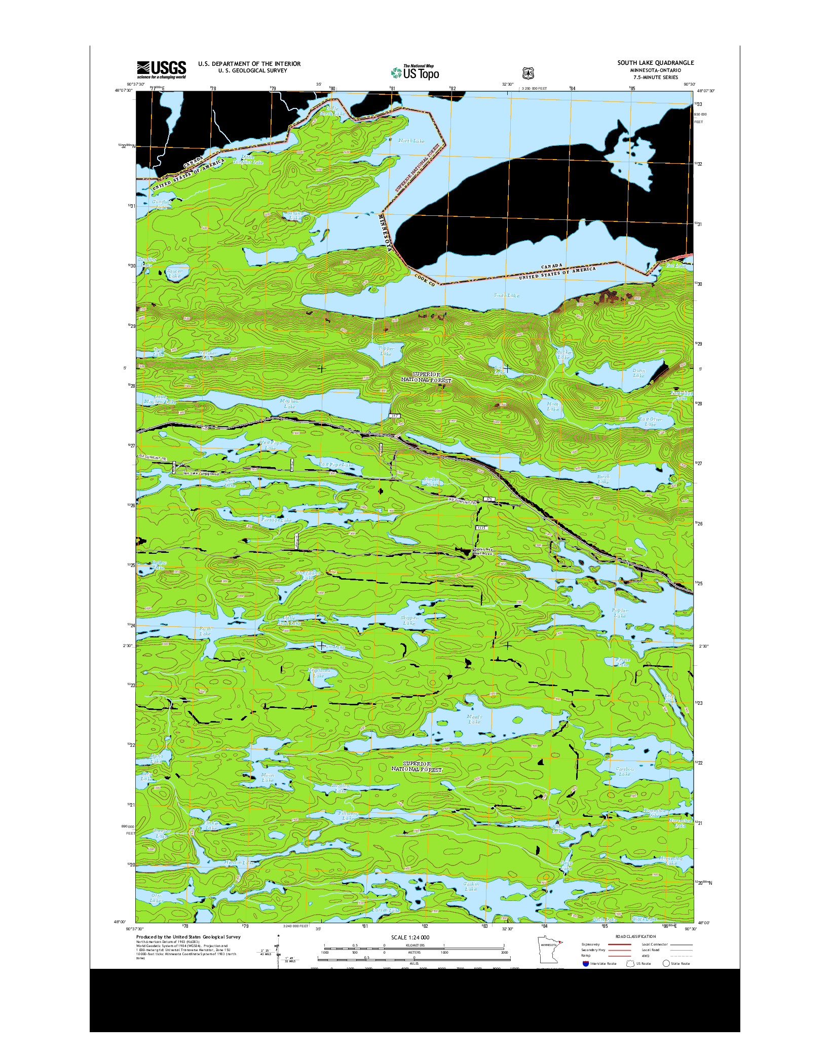 USGS US TOPO 7.5-MINUTE MAP FOR SOUTH LAKE, MN-ON 2013