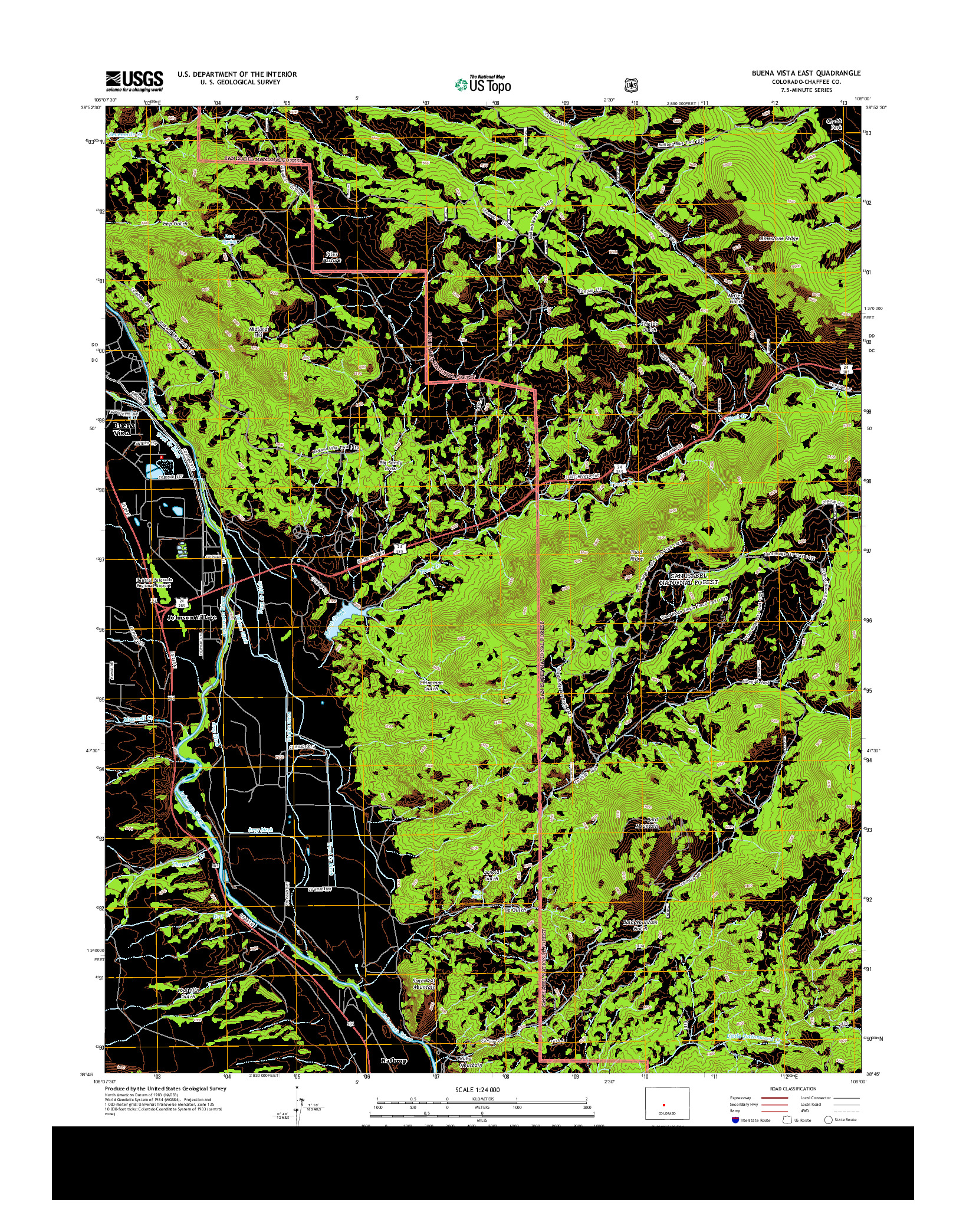 USGS US TOPO 7.5-MINUTE MAP FOR BUENA VISTA EAST, CO 2013