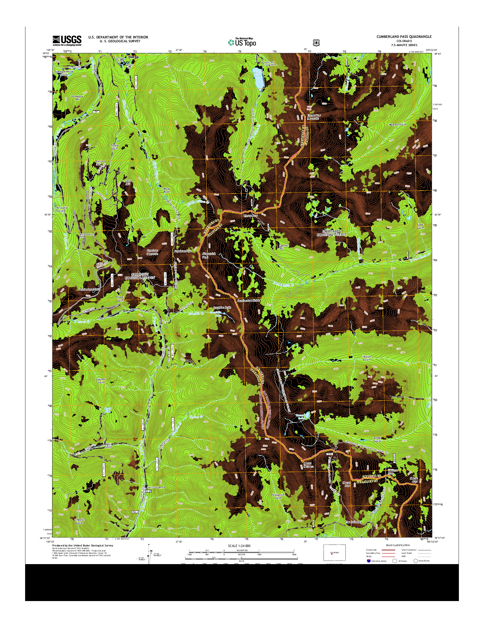 USGS US TOPO 7.5-MINUTE MAP FOR CUMBERLAND PASS, CO 2013