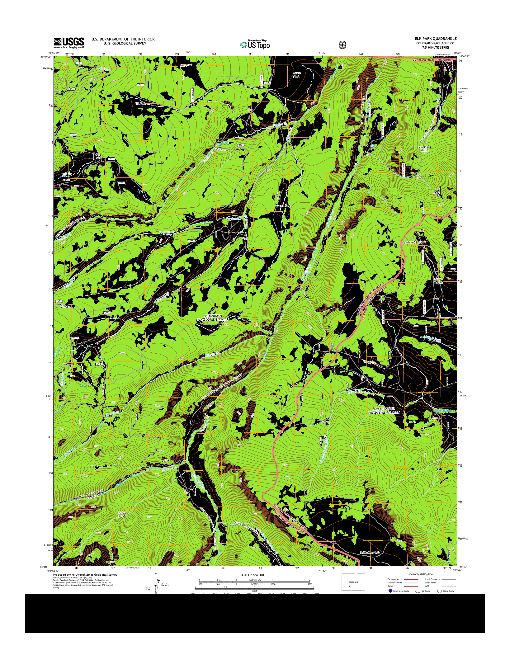 USGS US TOPO 7.5-MINUTE MAP FOR ELK PARK, CO 2013