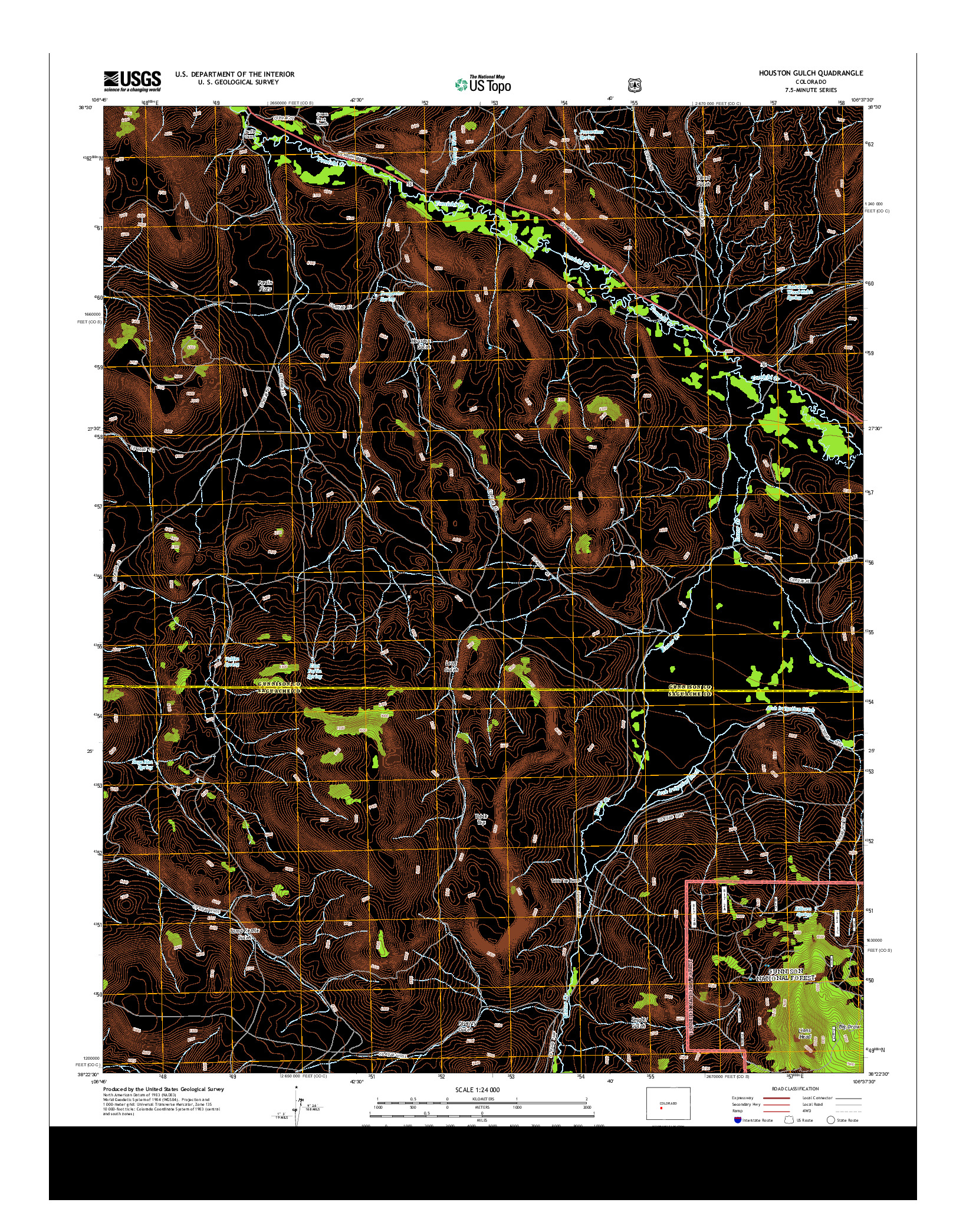 USGS US TOPO 7.5-MINUTE MAP FOR HOUSTON GULCH, CO 2013