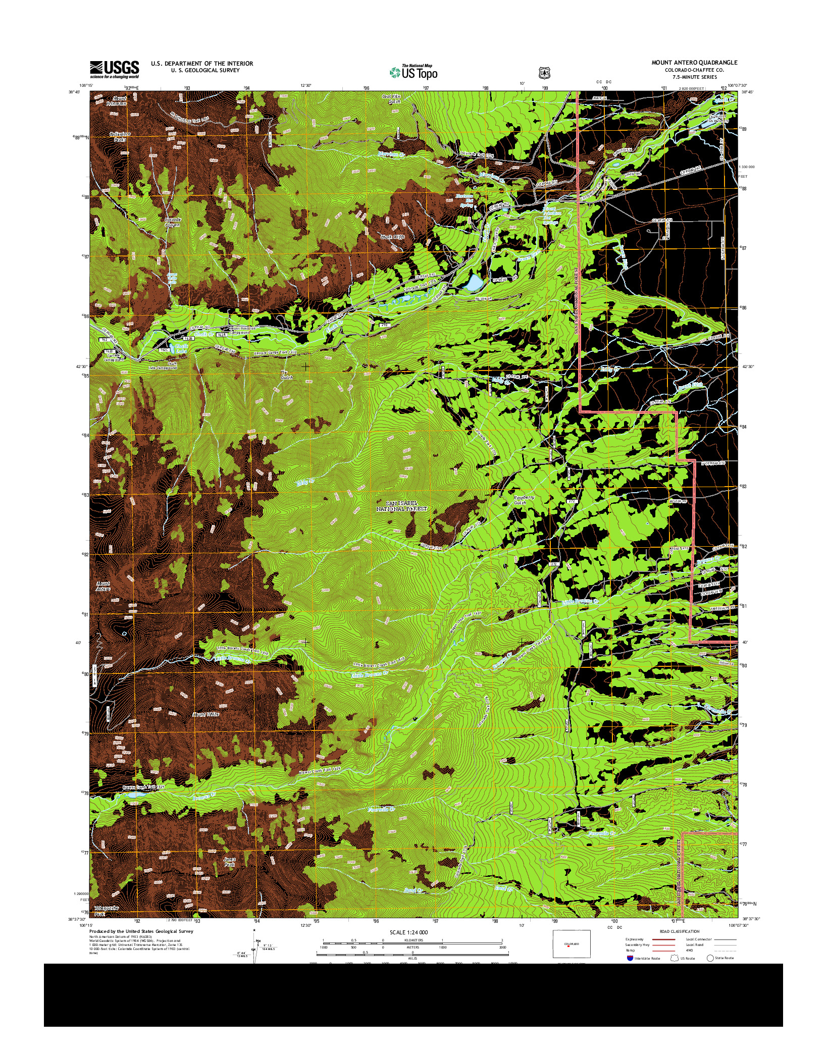 USGS US TOPO 7.5-MINUTE MAP FOR MOUNT ANTERO, CO 2013