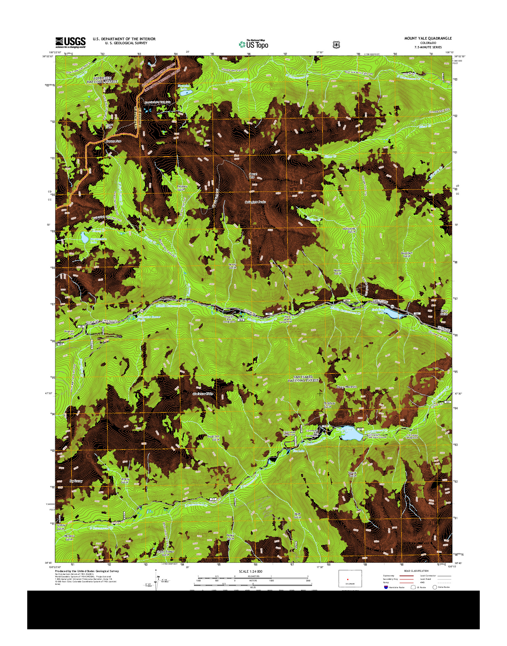 USGS US TOPO 7.5-MINUTE MAP FOR MOUNT YALE, CO 2013