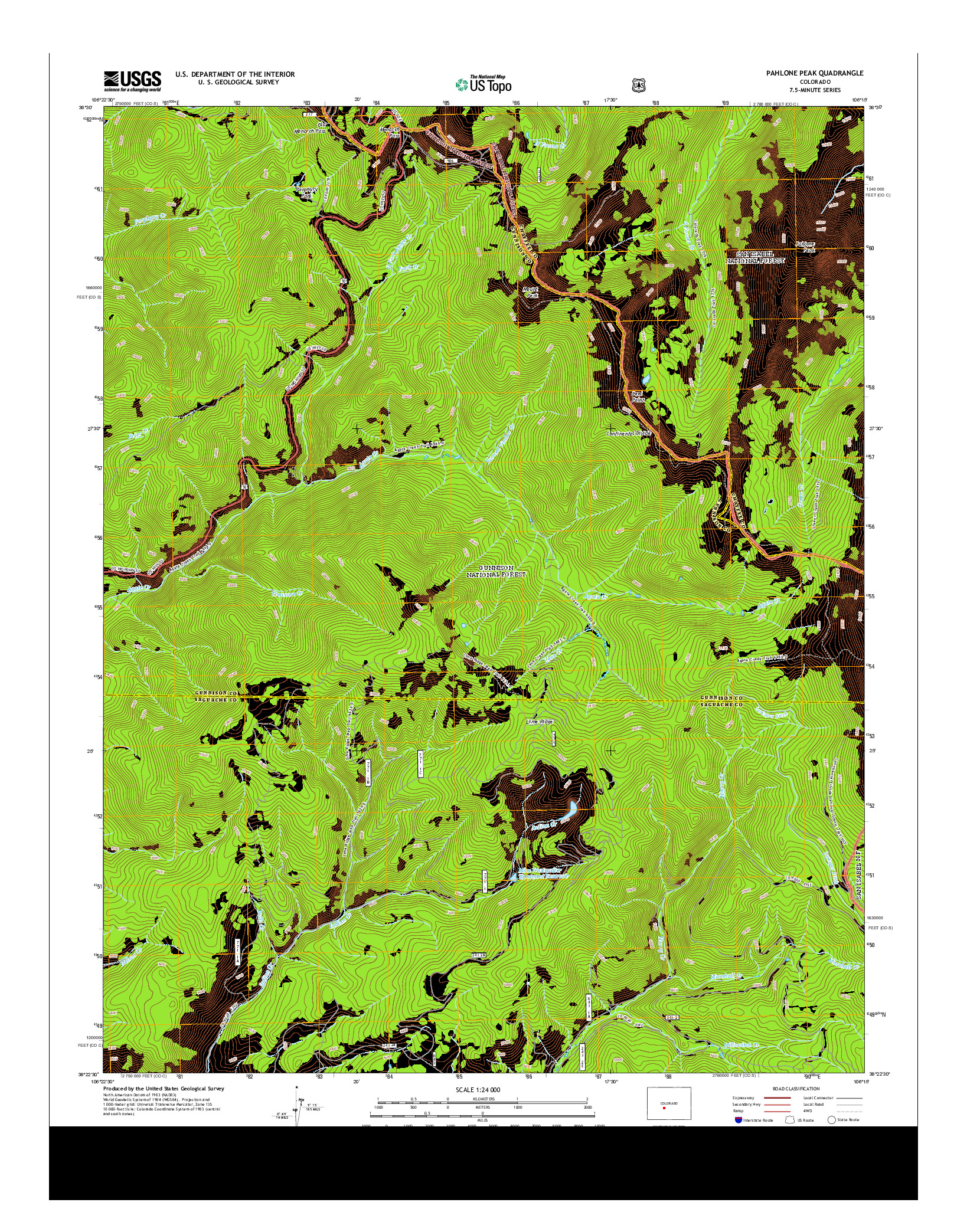 USGS US TOPO 7.5-MINUTE MAP FOR PAHLONE PEAK, CO 2013