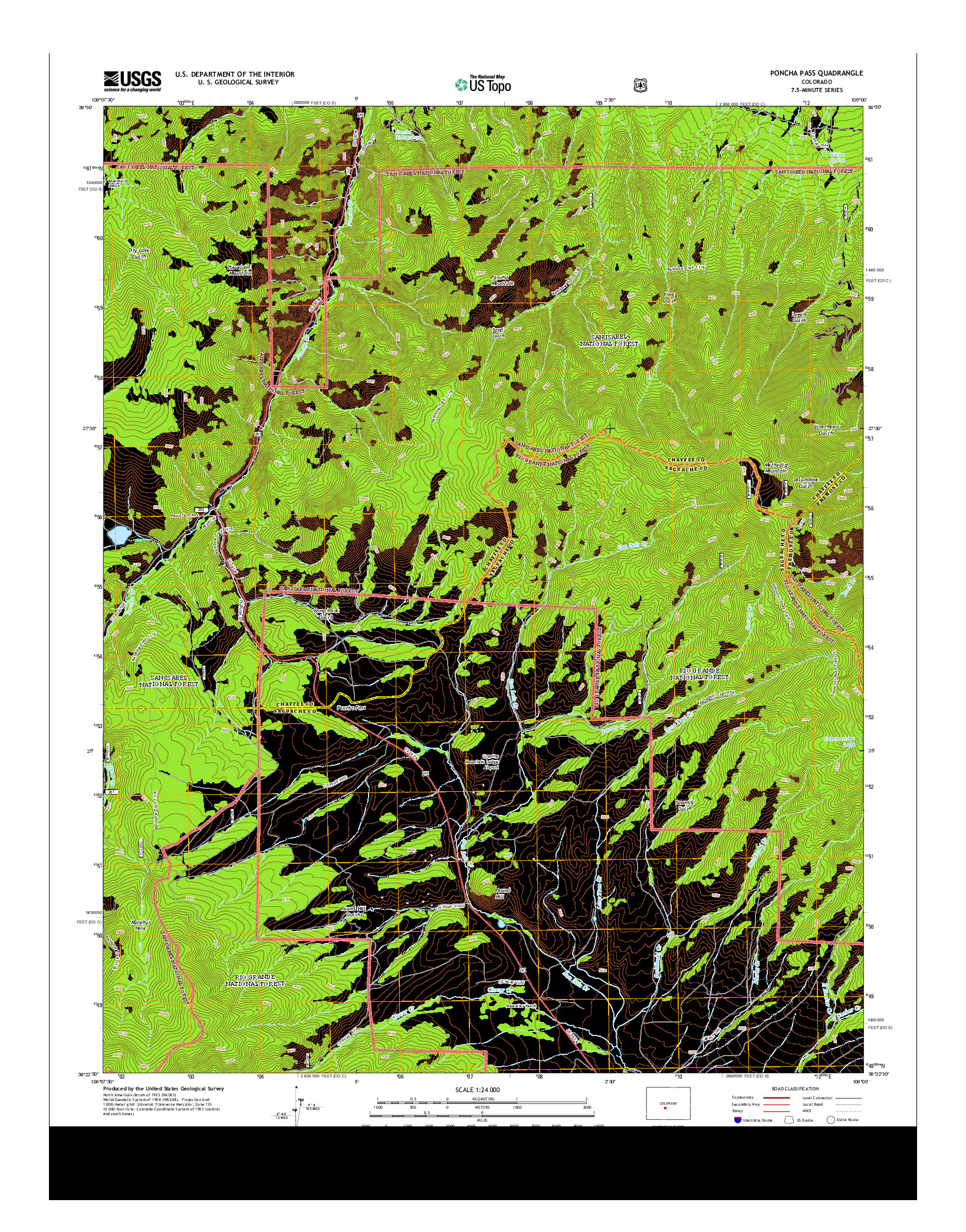 USGS US TOPO 7.5-MINUTE MAP FOR PONCHA PASS, CO 2013