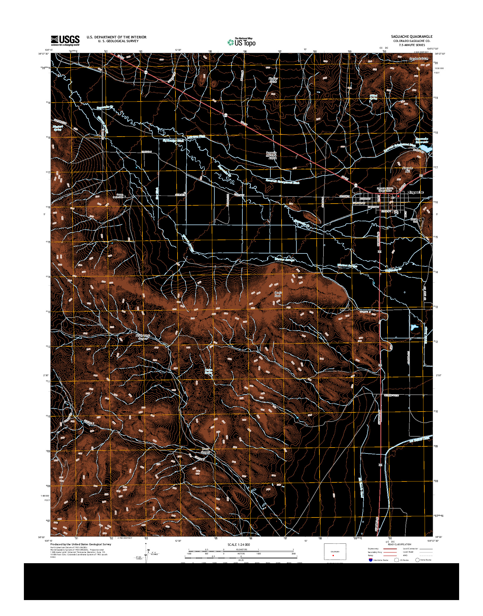 USGS US TOPO 7.5-MINUTE MAP FOR SAGUACHE, CO 2013