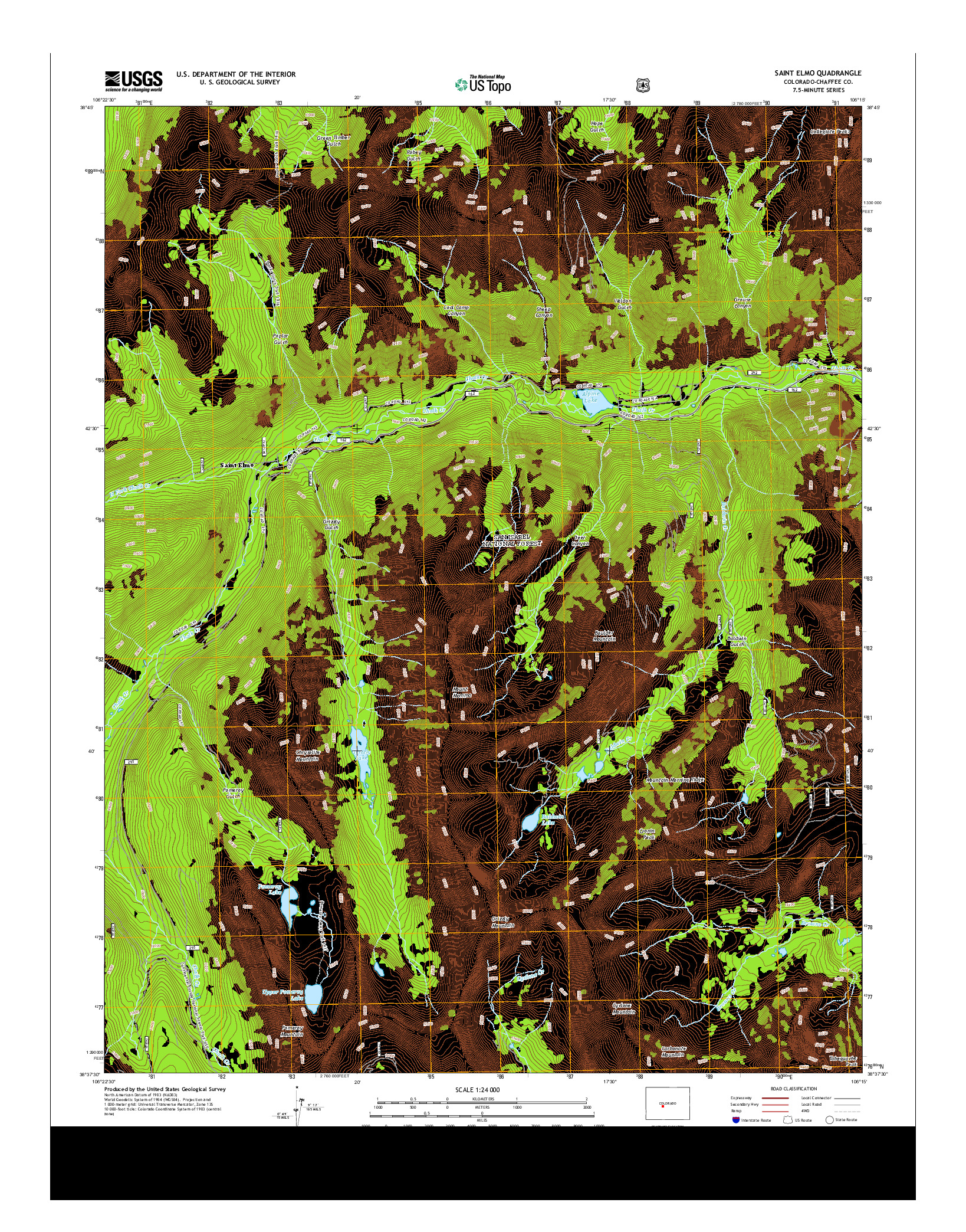 USGS US TOPO 7.5-MINUTE MAP FOR SAINT ELMO, CO 2013