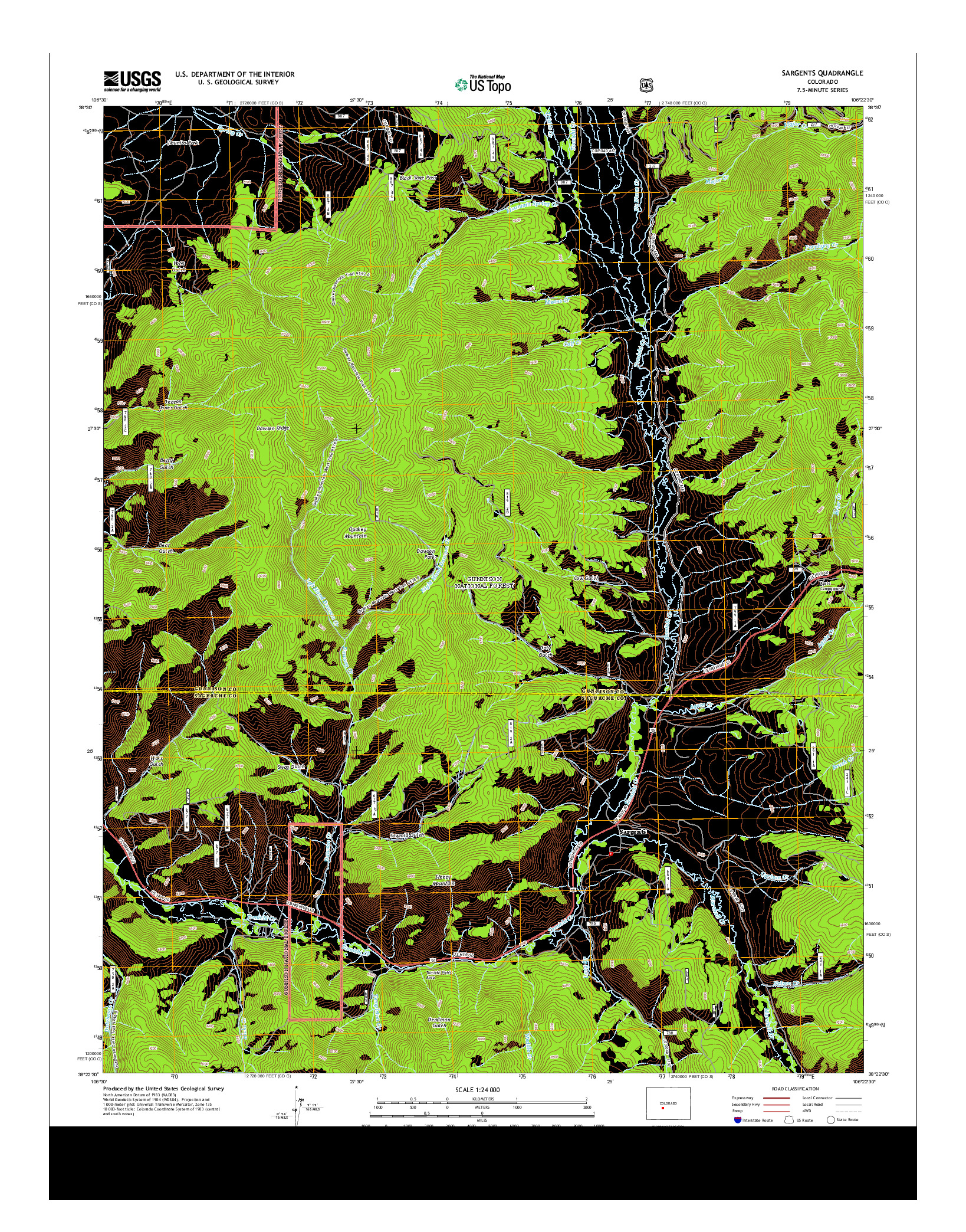 USGS US TOPO 7.5-MINUTE MAP FOR SARGENTS, CO 2013