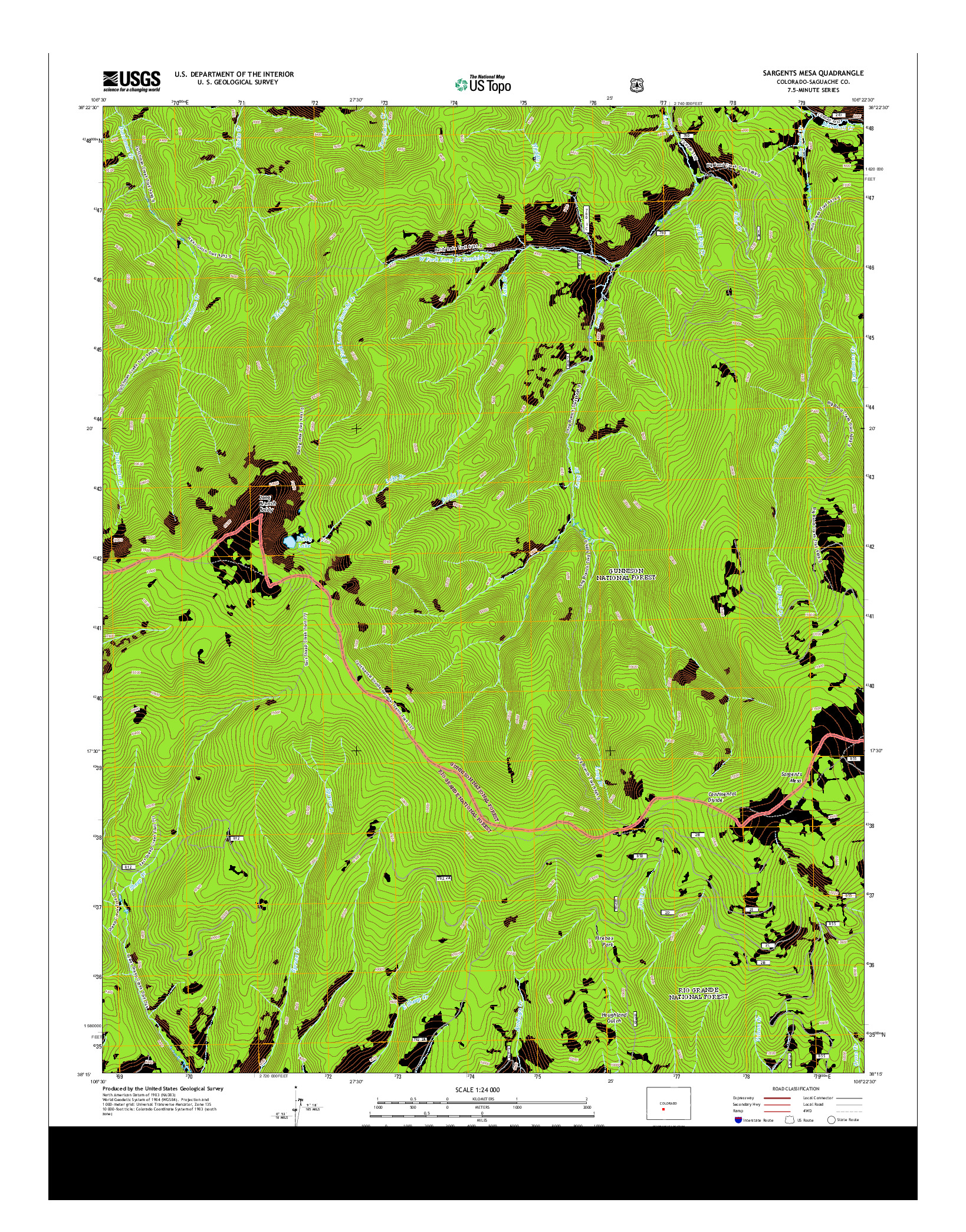 USGS US TOPO 7.5-MINUTE MAP FOR SARGENTS MESA, CO 2013