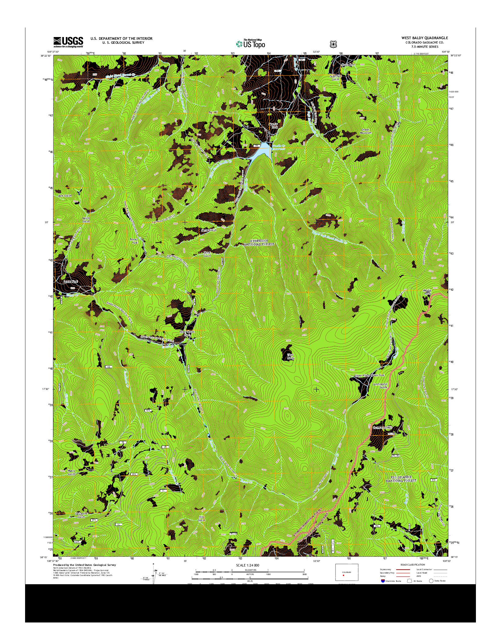 USGS US TOPO 7.5-MINUTE MAP FOR WEST BALDY, CO 2013