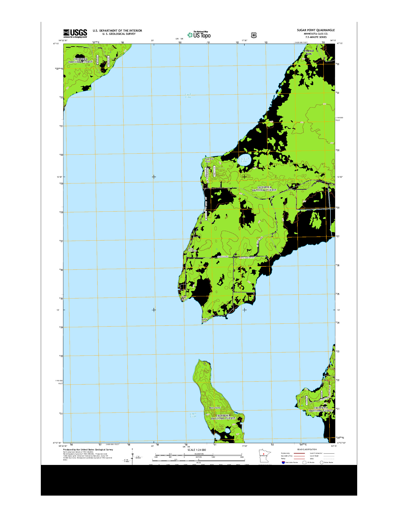 USGS US TOPO 7.5-MINUTE MAP FOR SUGAR POINT, MN 2013