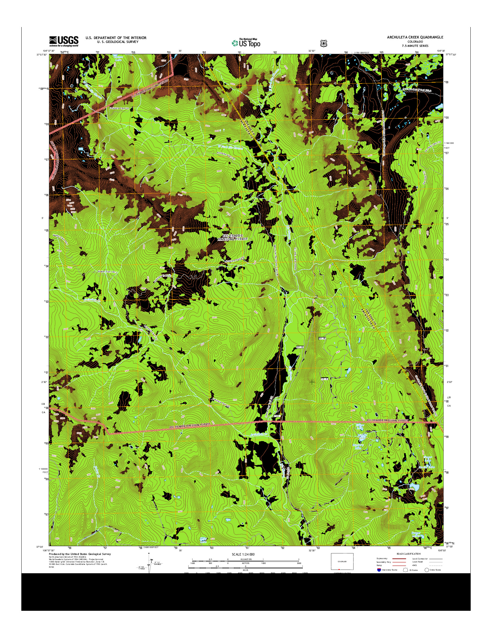 USGS US TOPO 7.5-MINUTE MAP FOR ARCHULETA CREEK, CO 2013