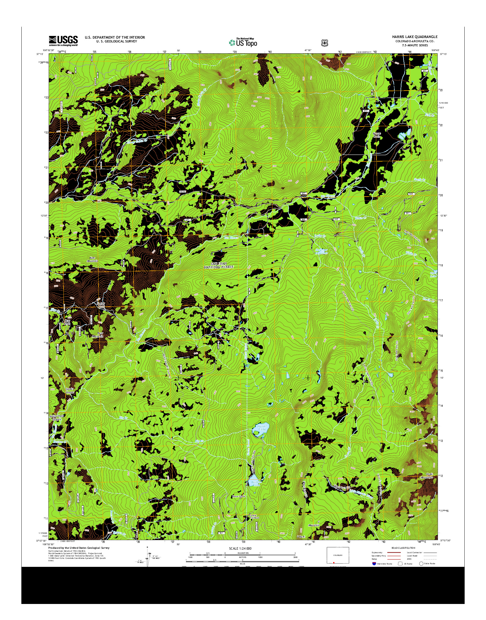 USGS US TOPO 7.5-MINUTE MAP FOR HARRIS LAKE, CO 2013