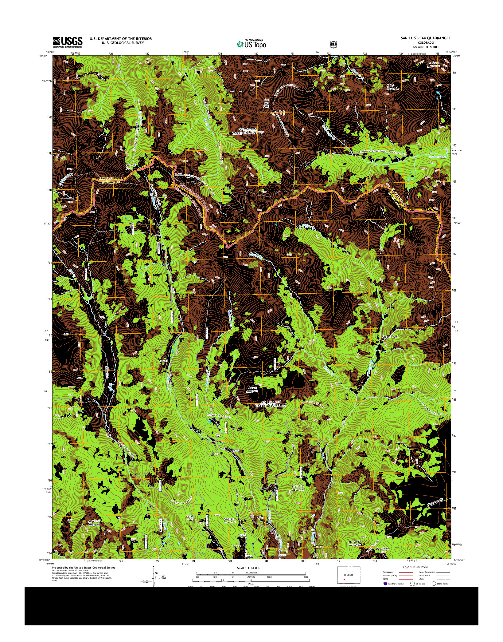 USGS US TOPO 7.5-MINUTE MAP FOR SAN LUIS PEAK, CO 2013