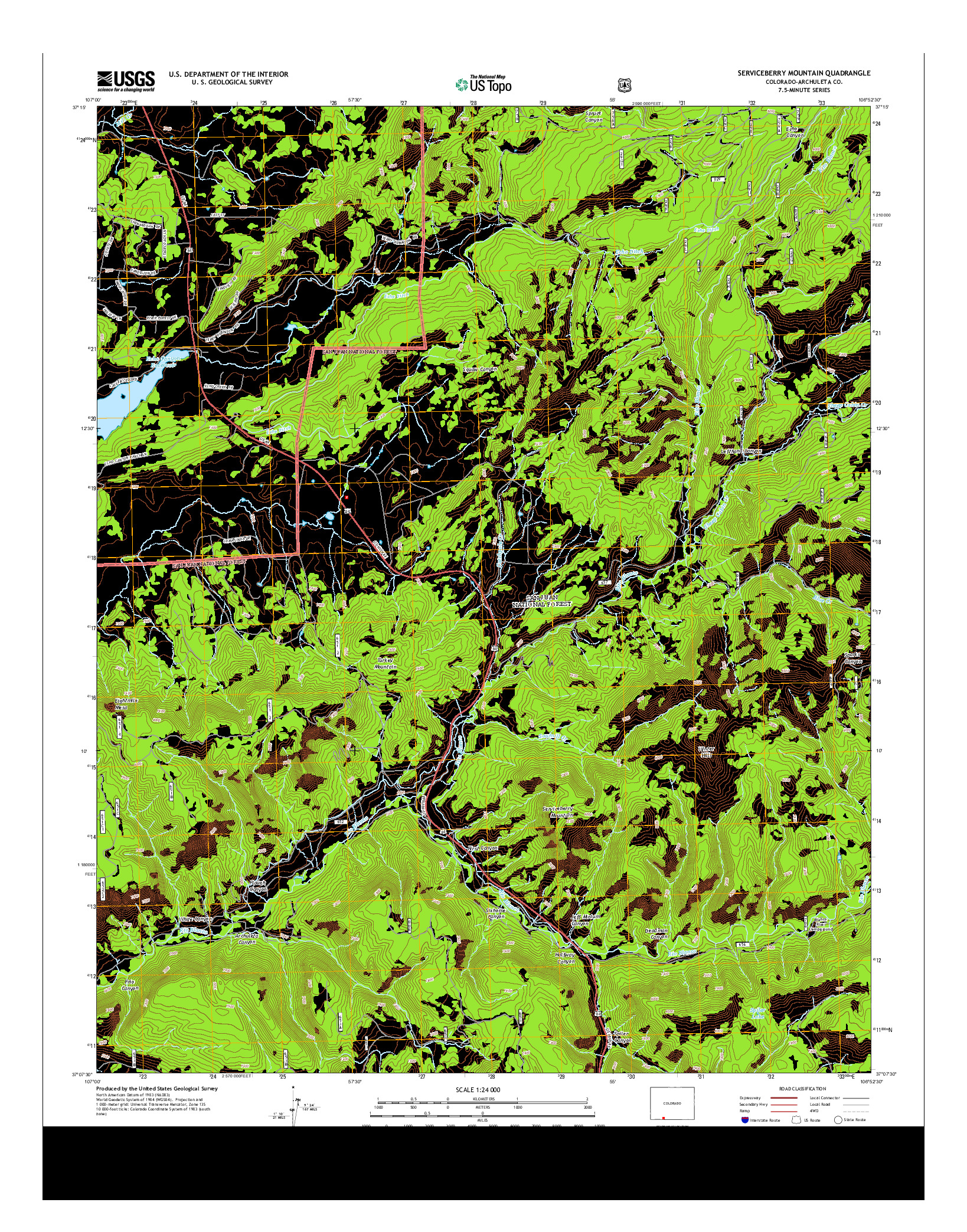 USGS US TOPO 7.5-MINUTE MAP FOR SERVICEBERRY MOUNTAIN, CO 2013