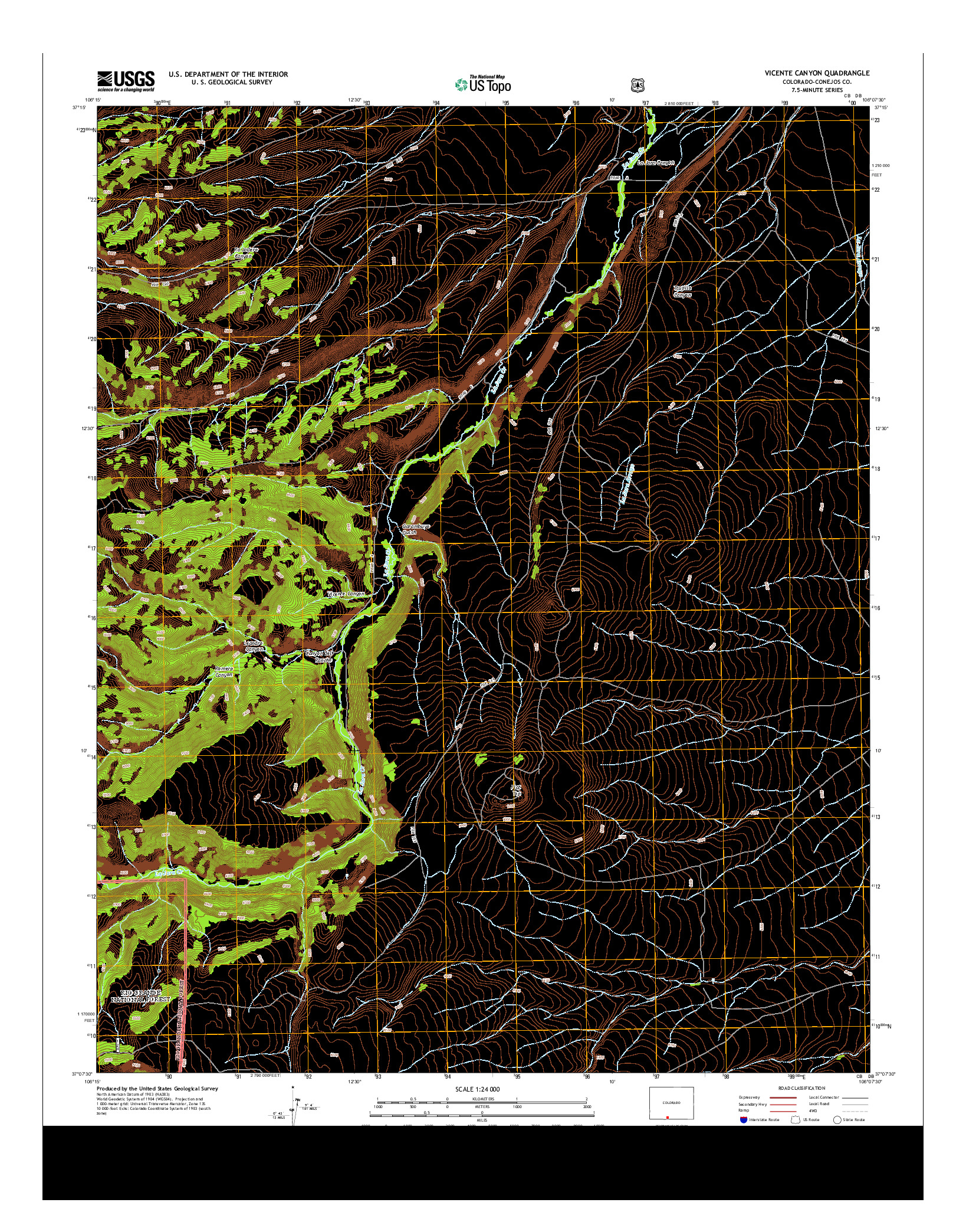 USGS US TOPO 7.5-MINUTE MAP FOR VICENTE CANYON, CO 2013