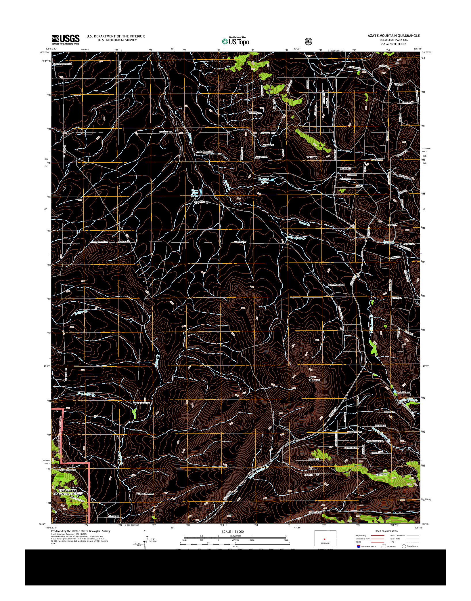 USGS US TOPO 7.5-MINUTE MAP FOR AGATE MOUNTAIN, CO 2013