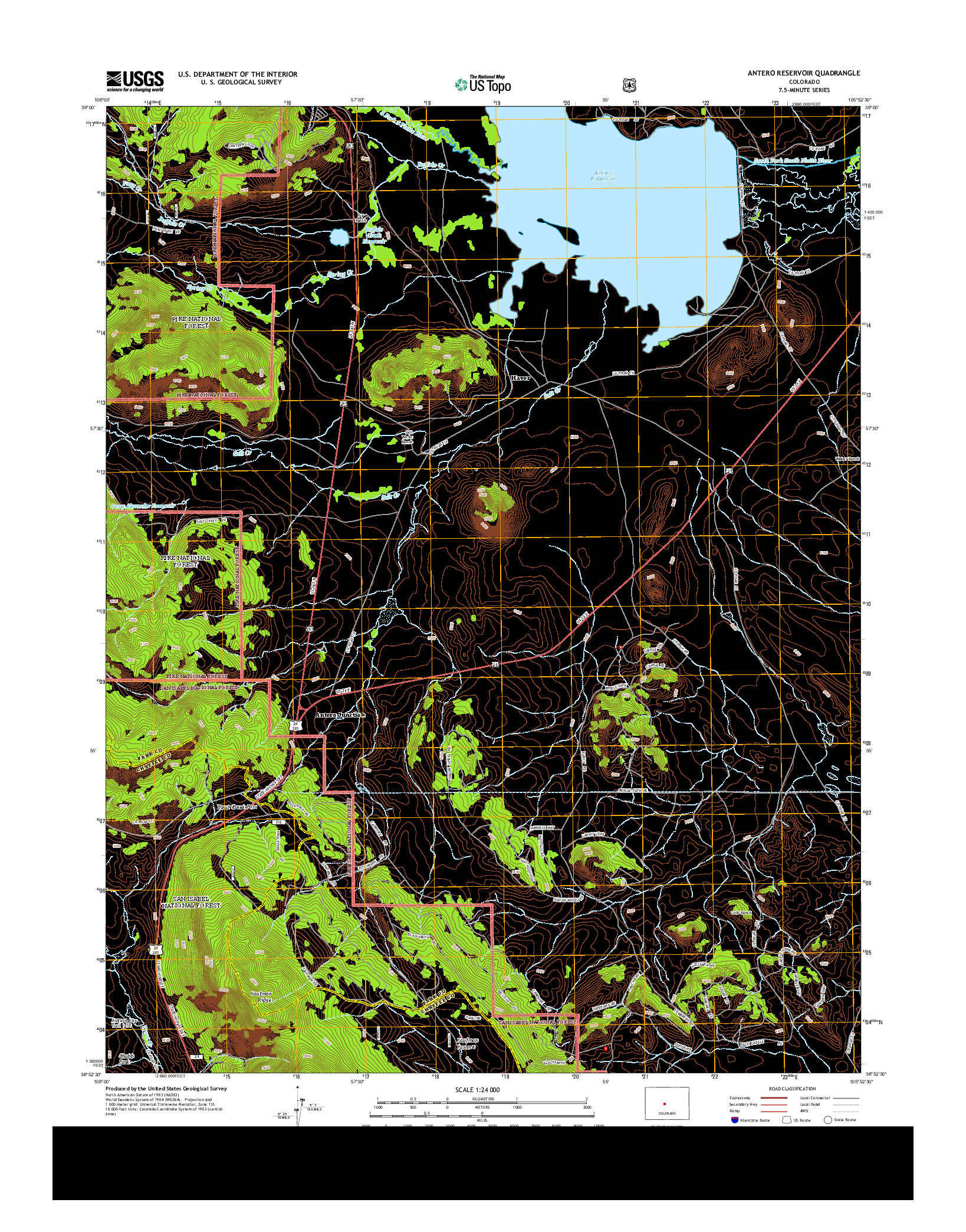 USGS US TOPO 7.5-MINUTE MAP FOR ANTERO RESERVOIR, CO 2013