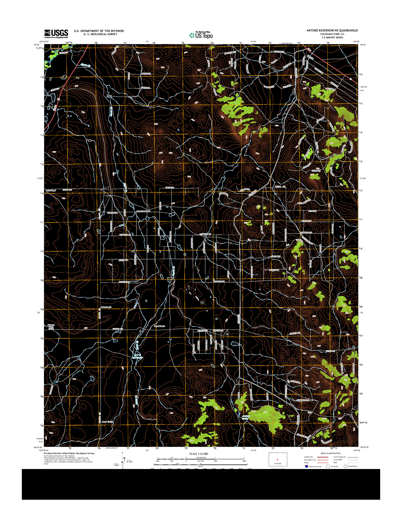 USGS US TOPO 7.5-MINUTE MAP FOR ANTERO RESERVOIR NE, CO 2013