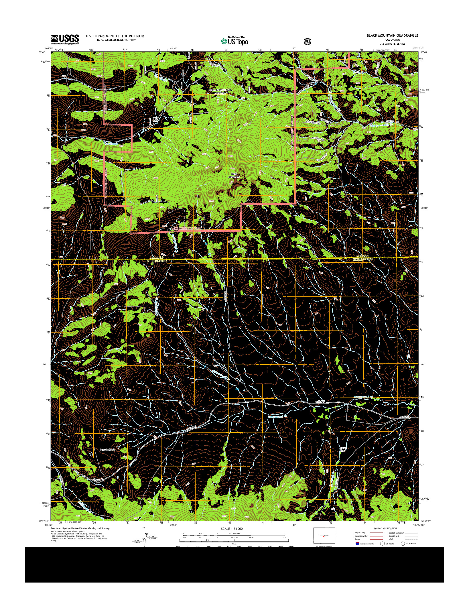 USGS US TOPO 7.5-MINUTE MAP FOR BLACK MOUNTAIN, CO 2013