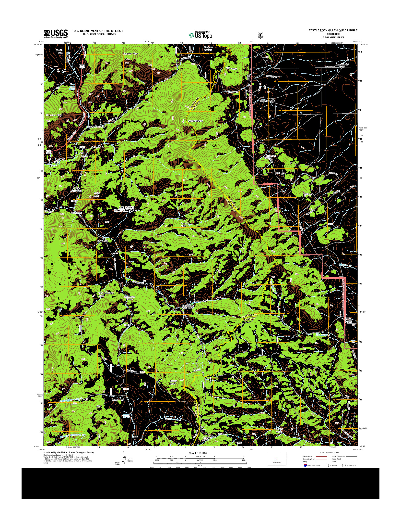 USGS US TOPO 7.5-MINUTE MAP FOR CASTLE ROCK GULCH, CO 2013