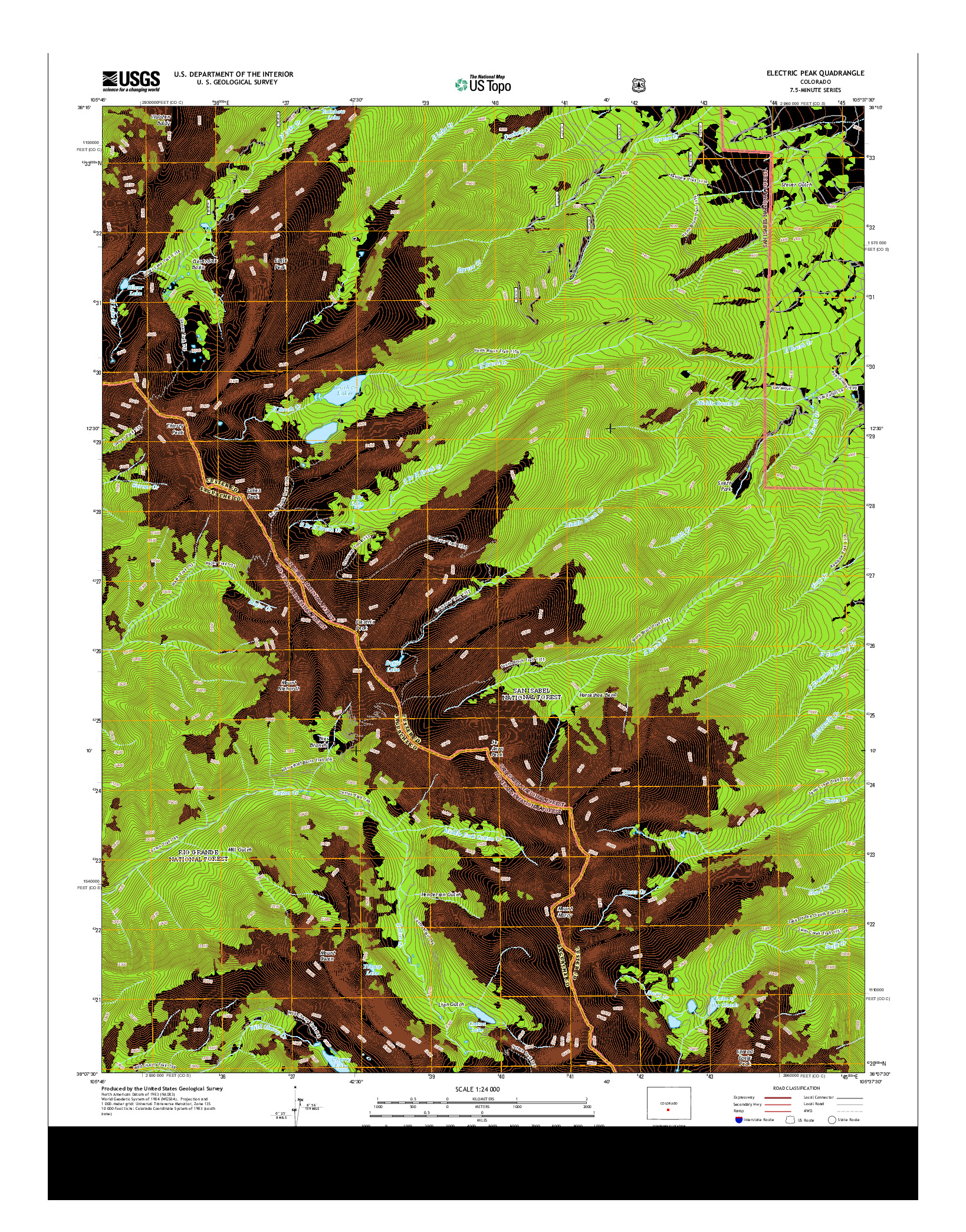 USGS US TOPO 7.5-MINUTE MAP FOR ELECTRIC PEAK, CO 2013