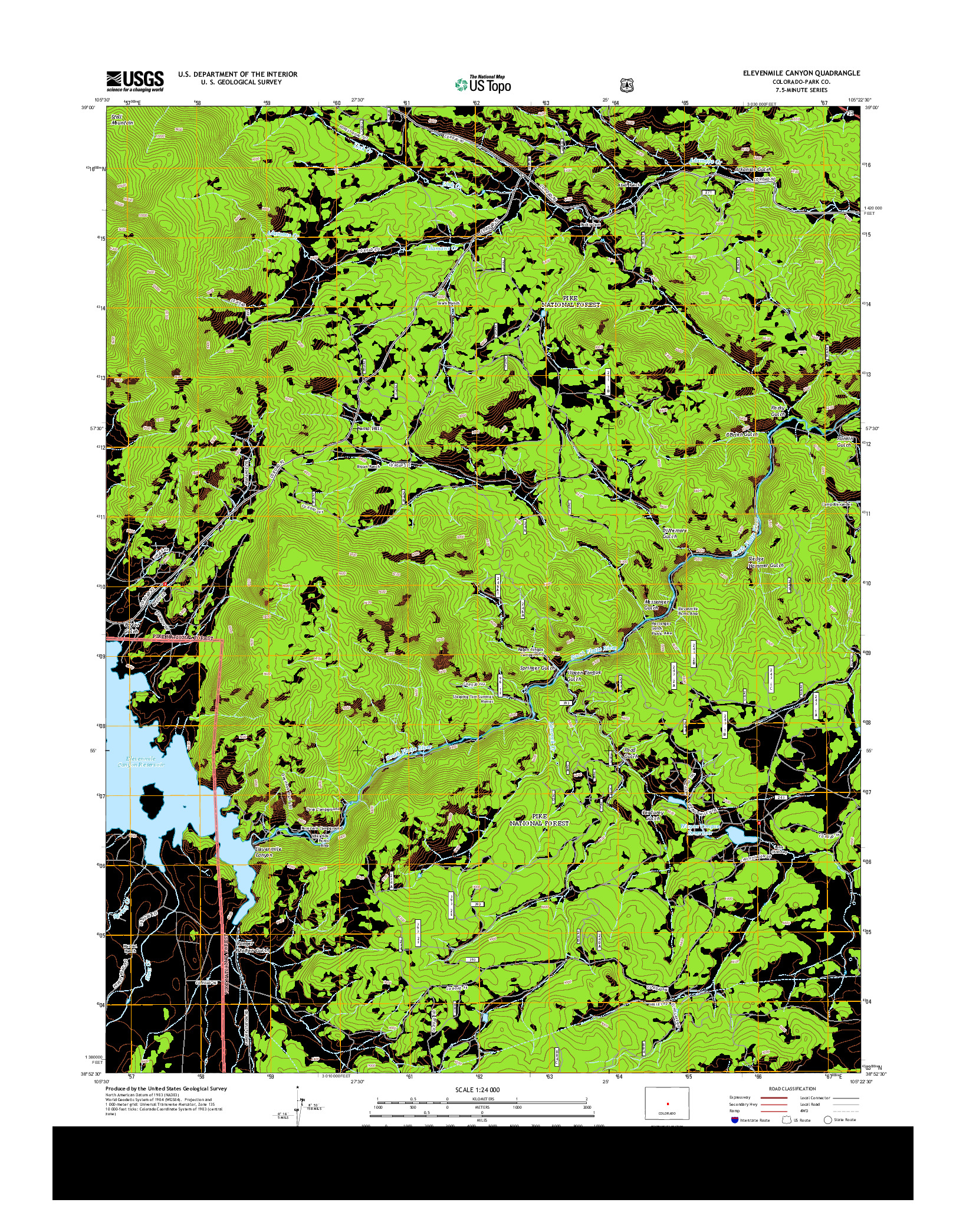 USGS US TOPO 7.5-MINUTE MAP FOR ELEVENMILE CANYON, CO 2013