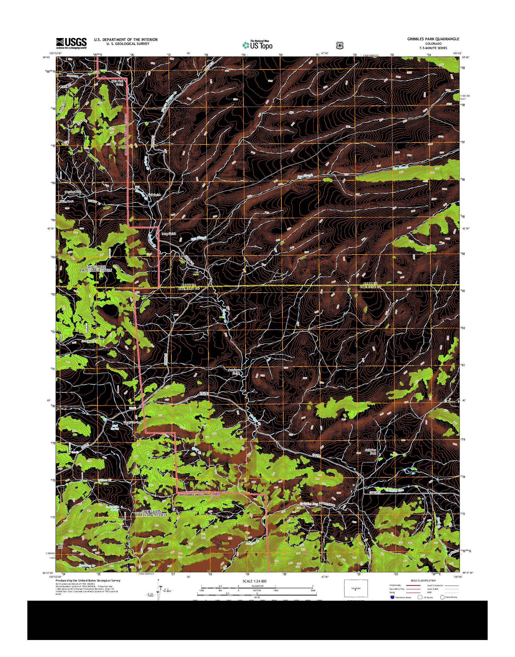 USGS US TOPO 7.5-MINUTE MAP FOR GRIBBLES PARK, CO 2013