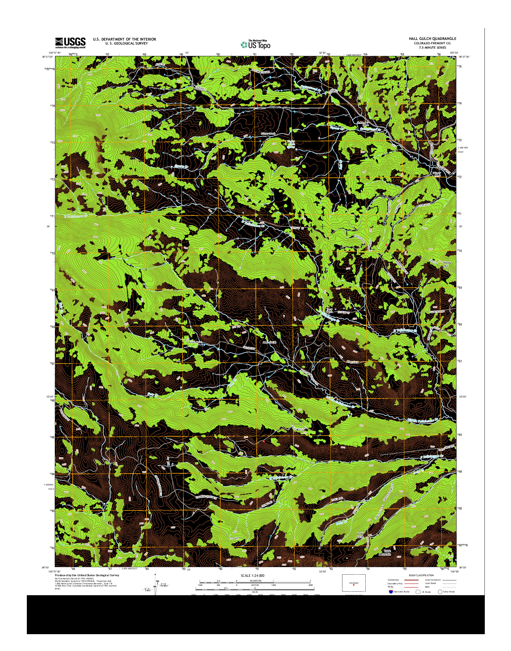 USGS US TOPO 7.5-MINUTE MAP FOR HALL GULCH, CO 2013